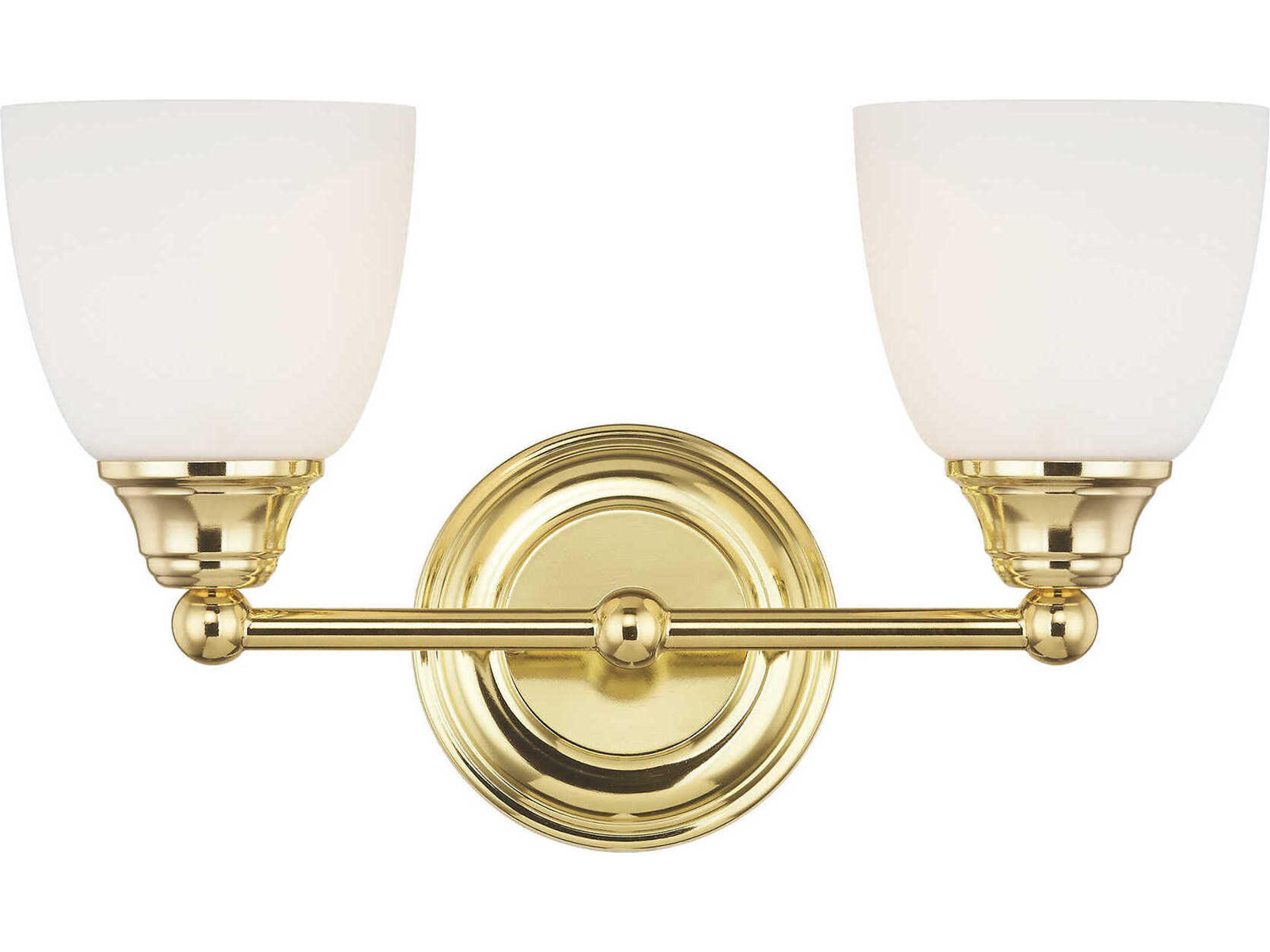 Livex Lighting Somerville 2-Light Polished Brass Glass Vanity Light