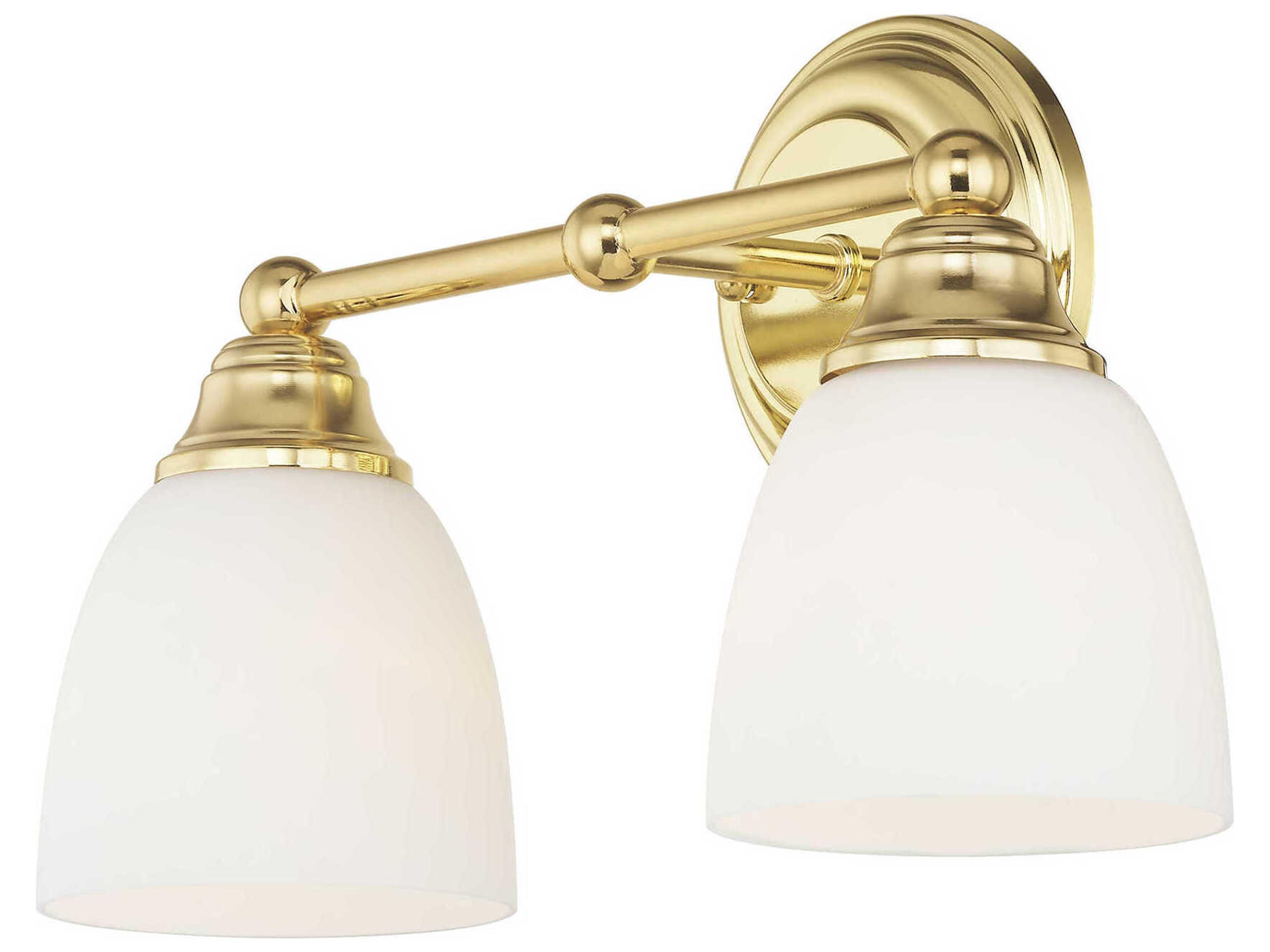 Livex Lighting Somerville 2-Light Polished Brass Glass Vanity Light