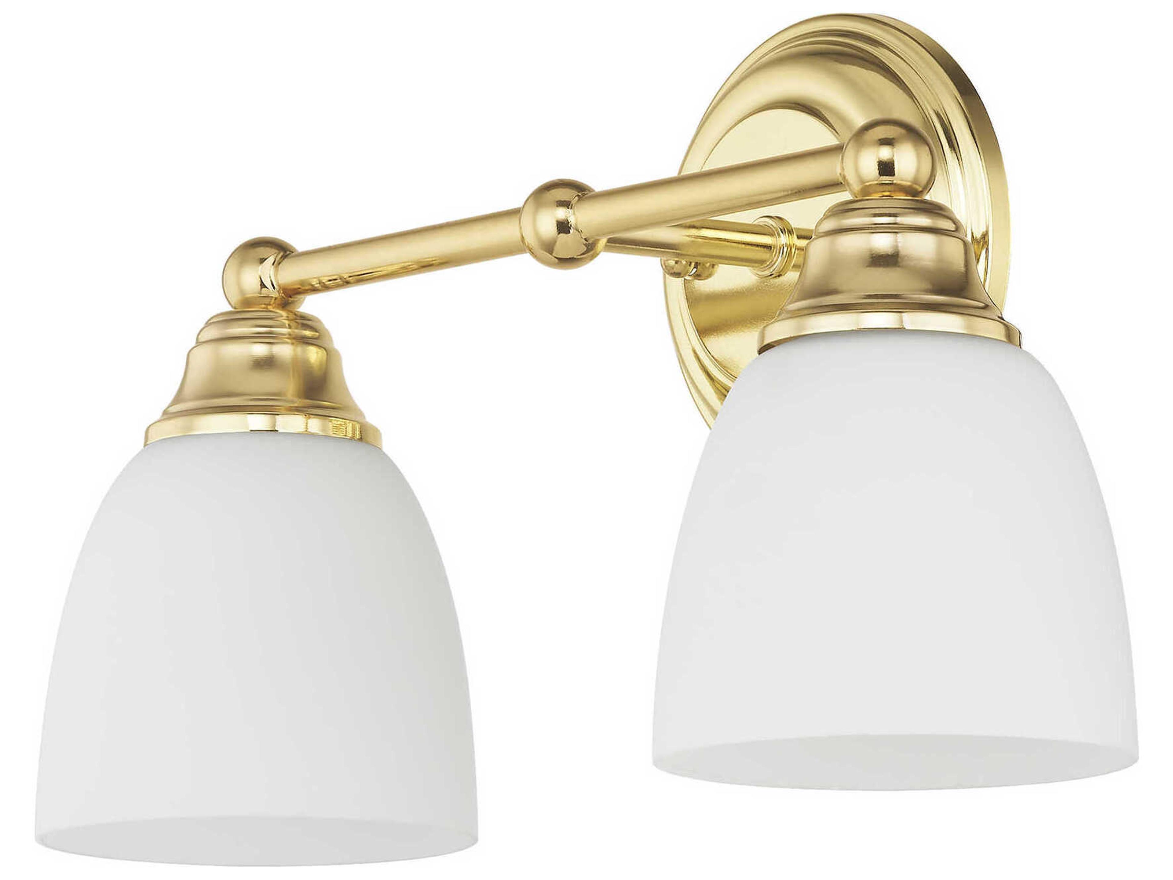 Livex Lighting Somerville 2-Light Polished Brass Glass Vanity Light