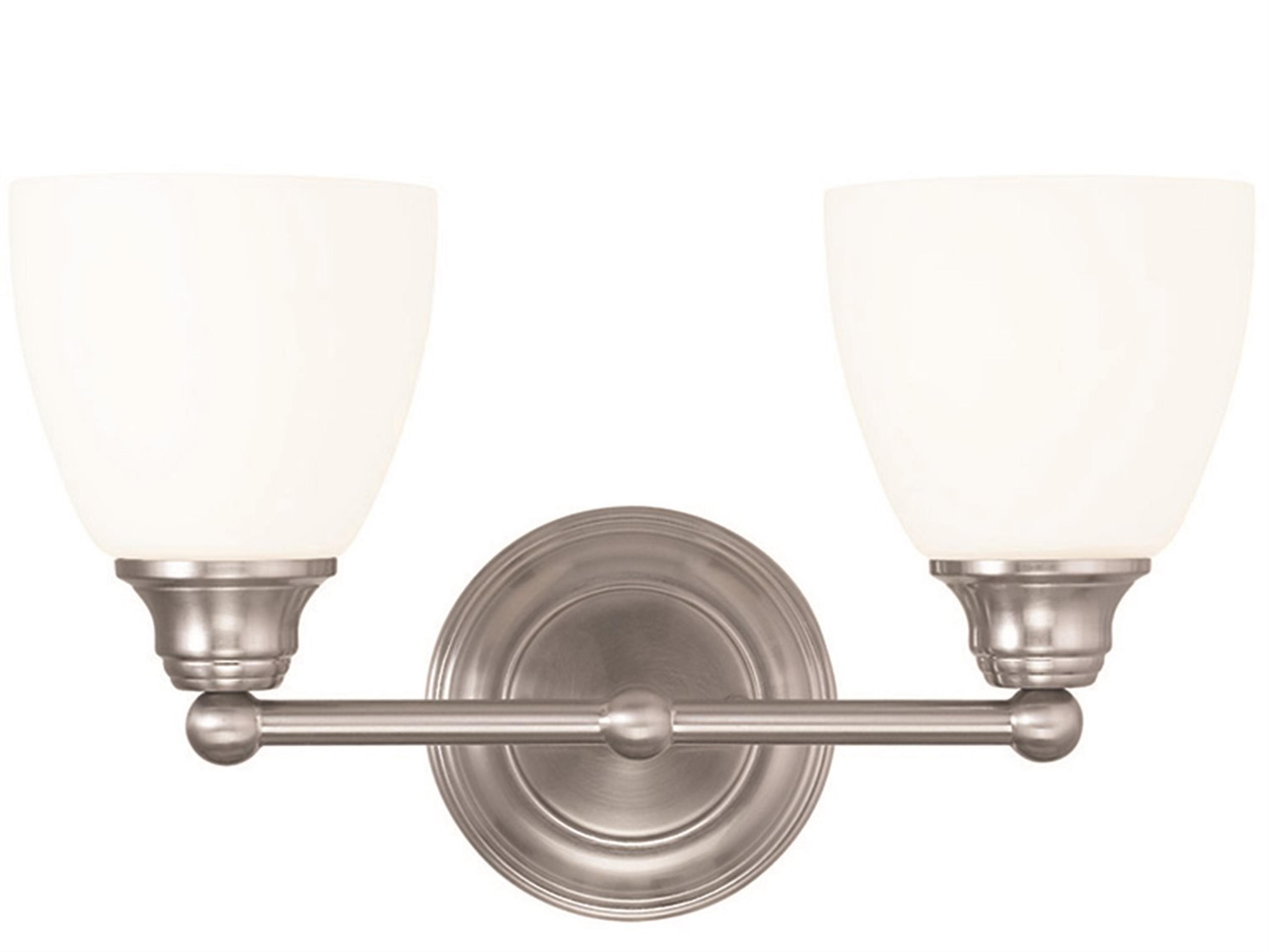 Somerville 2-Light Brushed Nickel White Glass Vanity Light