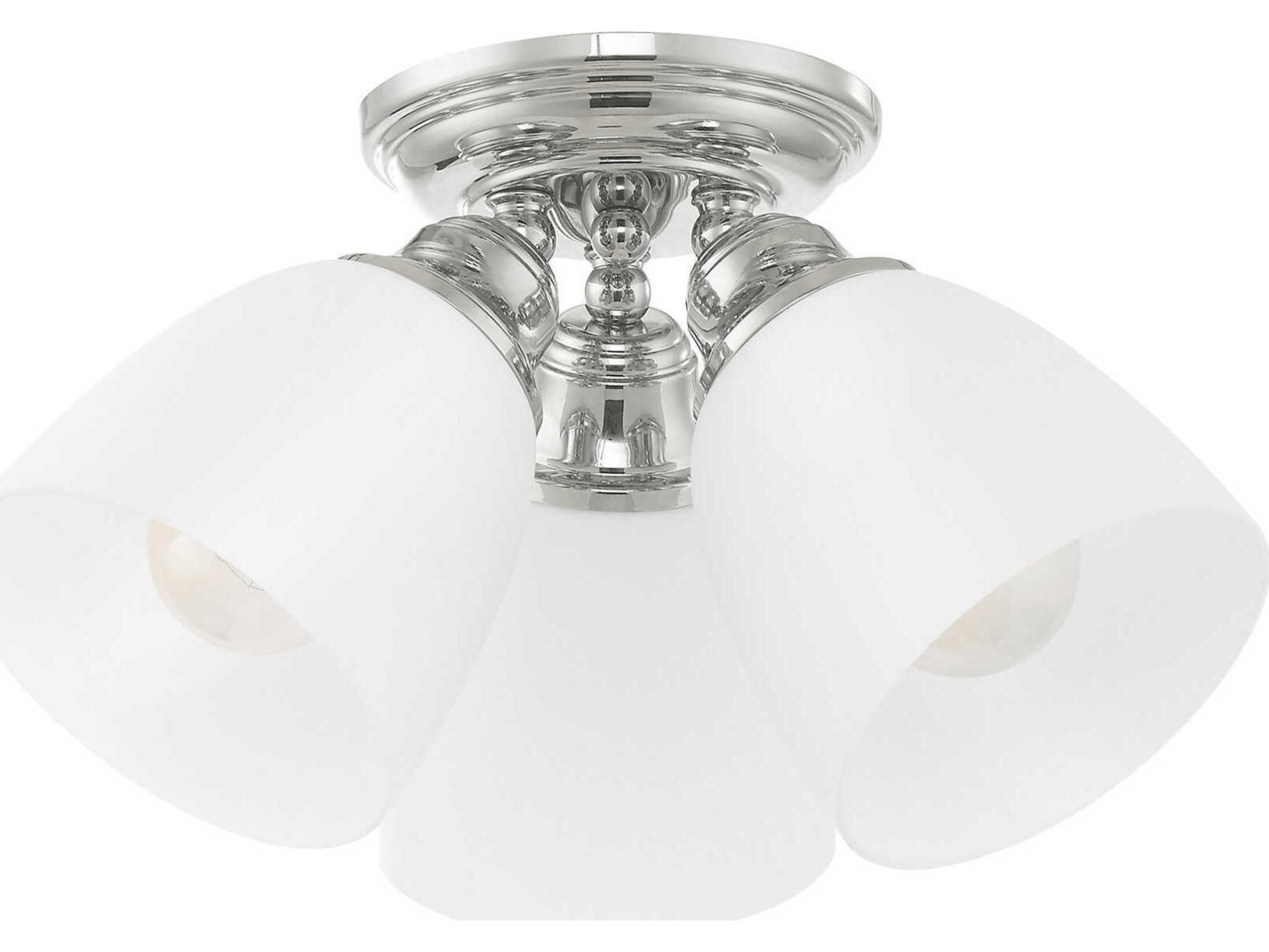 Livex Lighting Somerville 3-Light Polished Chrome Glass Bell Semi Flush Mount