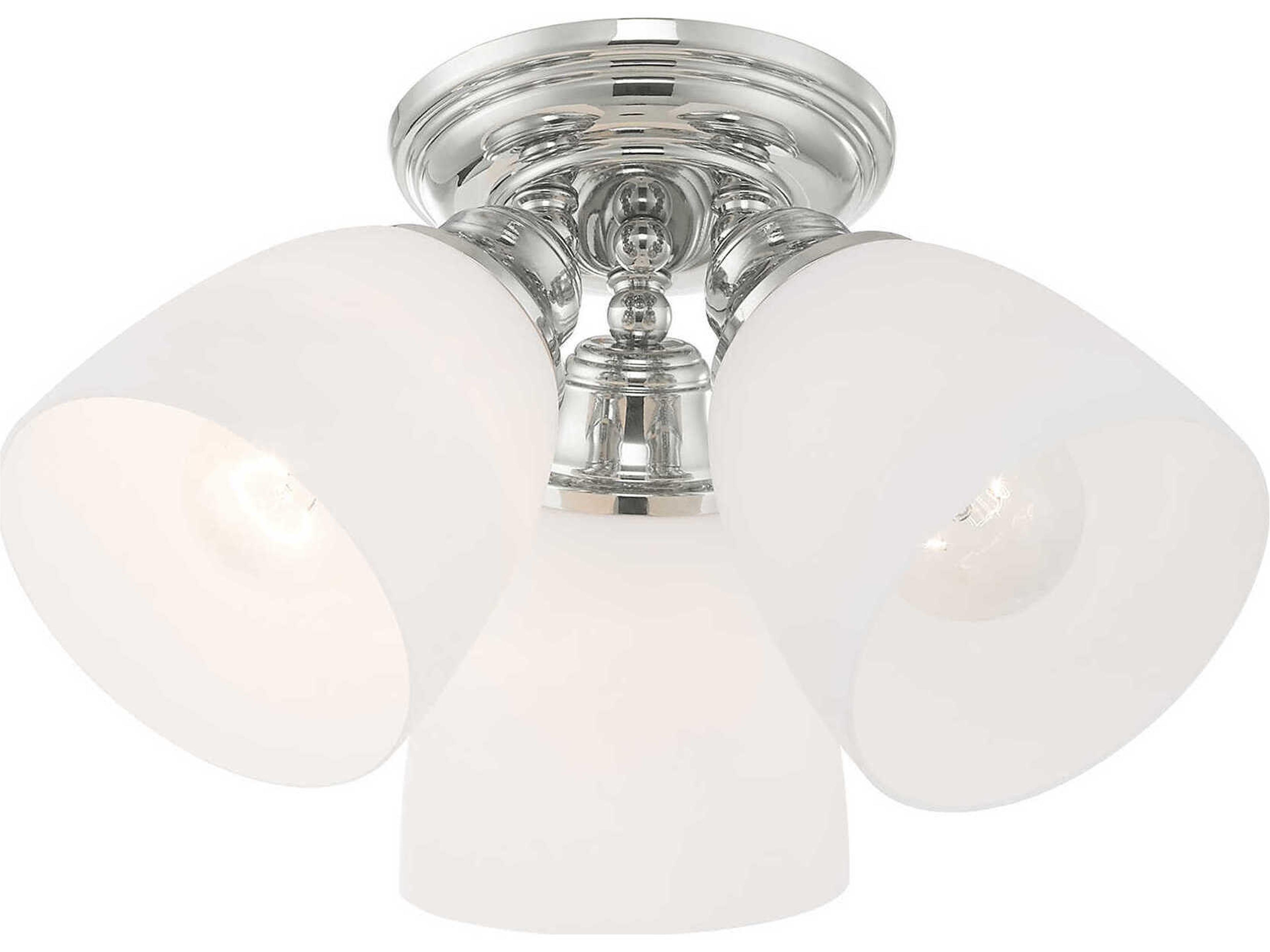 Livex Lighting Somerville 3-Light Polished Chrome Glass Bell Semi Flush Mount
