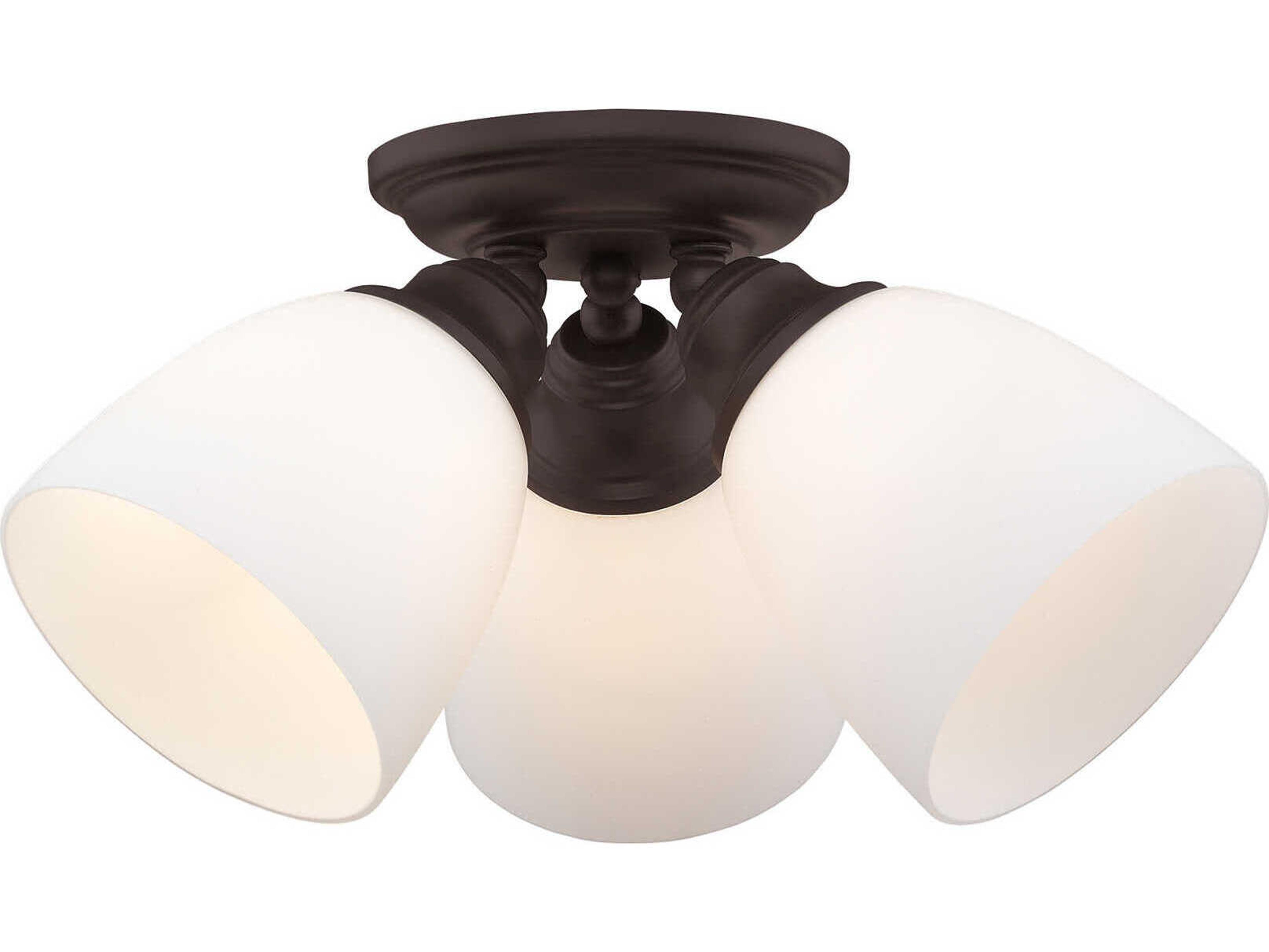Somerville 3-Light Bronze Glass Bell Semi Flush Mount