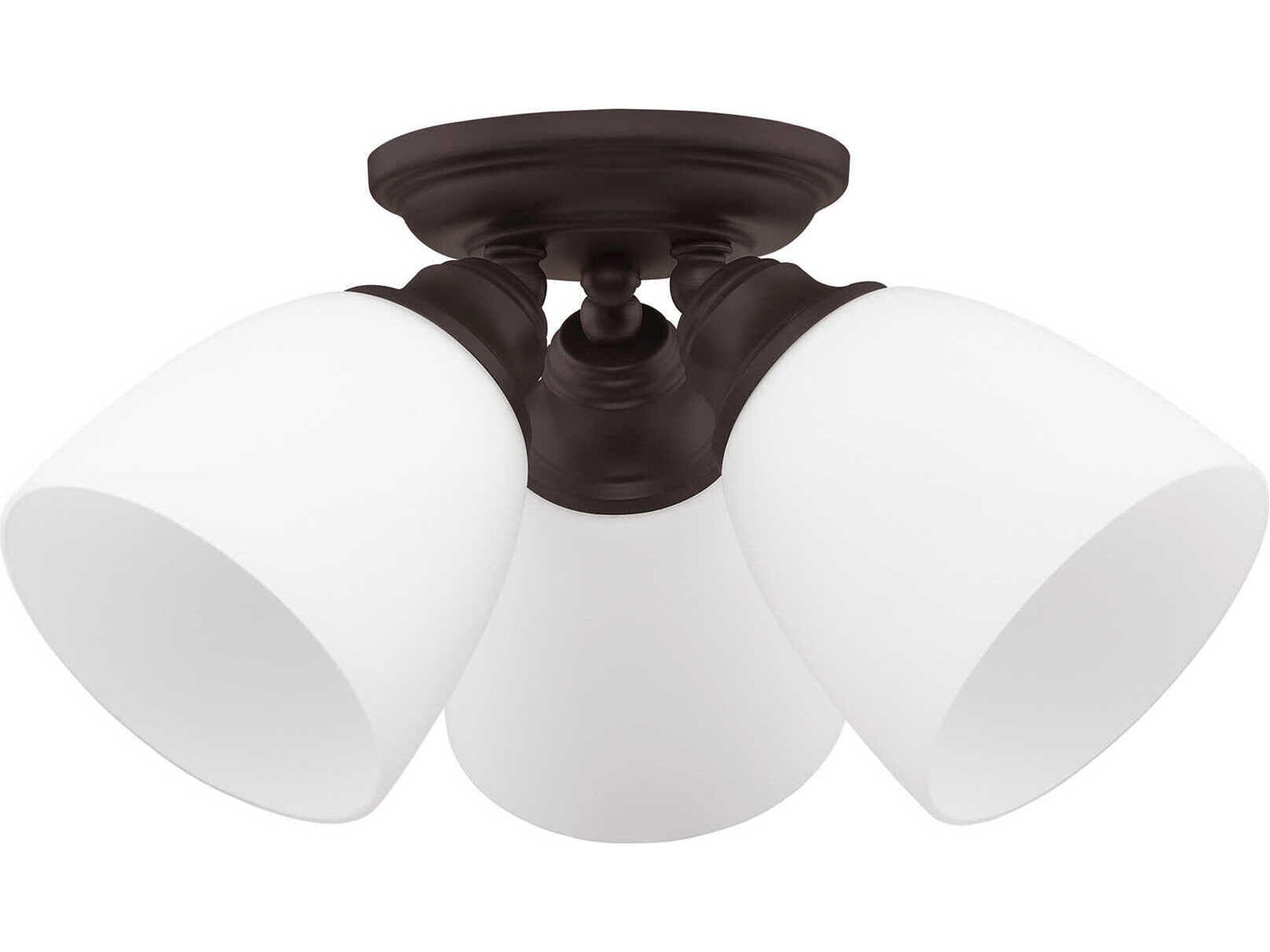 Livex Lighting Somerville 3-Light Bronze Glass Bell Semi Flush Mount