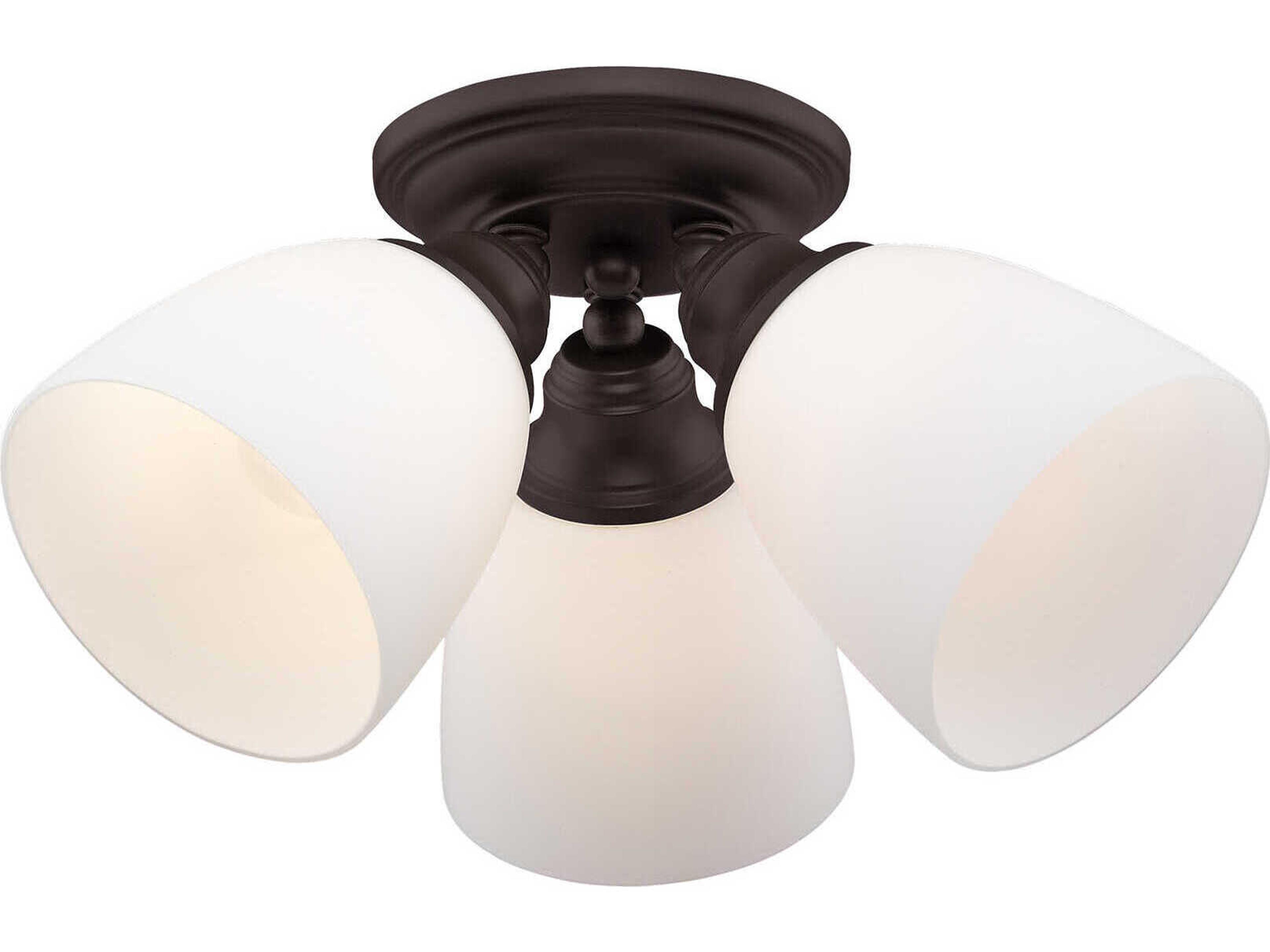Livex Lighting Somerville 3-Light Bronze Glass Bell Semi Flush Mount