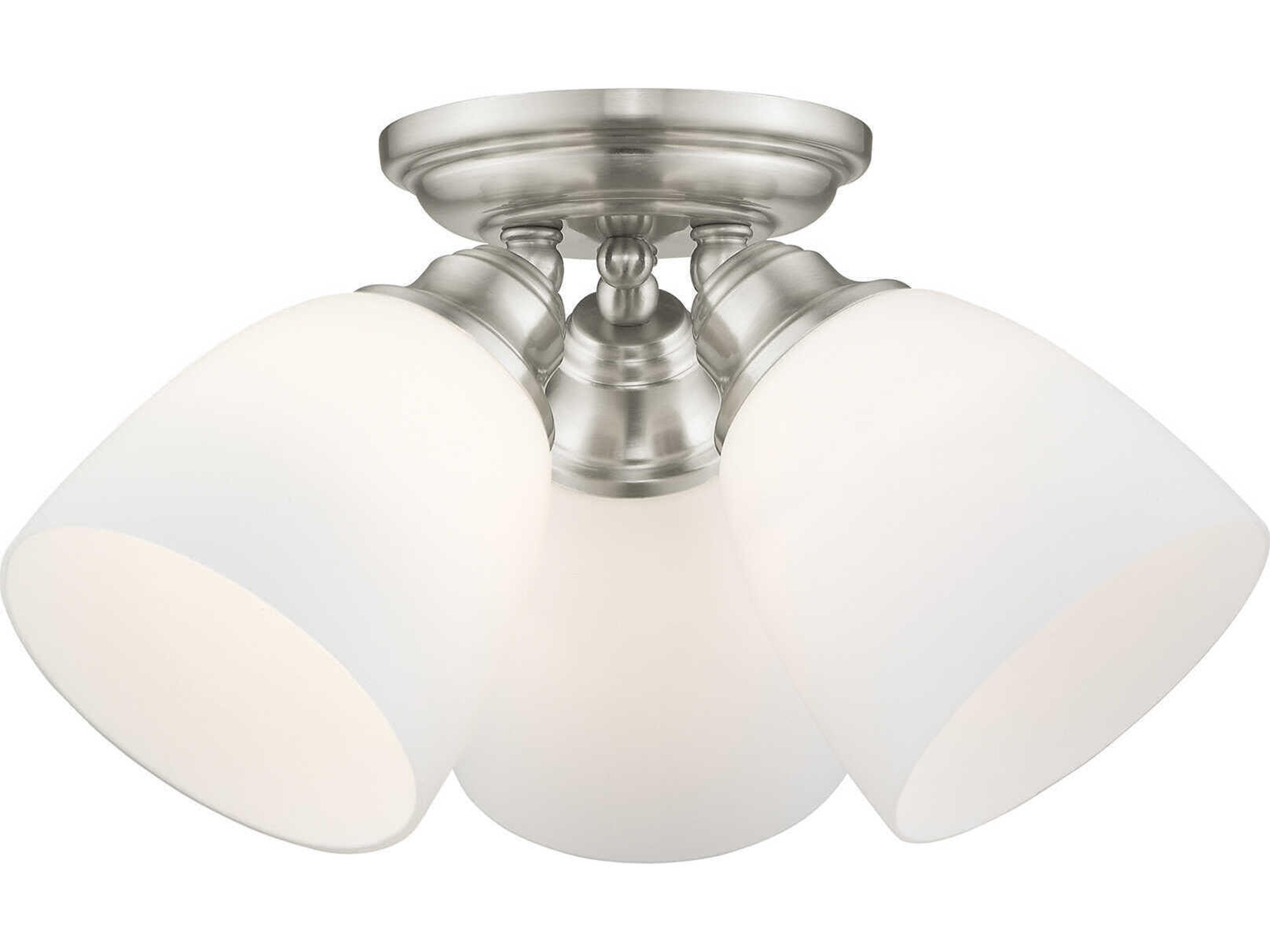 Somerville 3-Light Brushed Nickel Glass Bell Semi Flush Mount