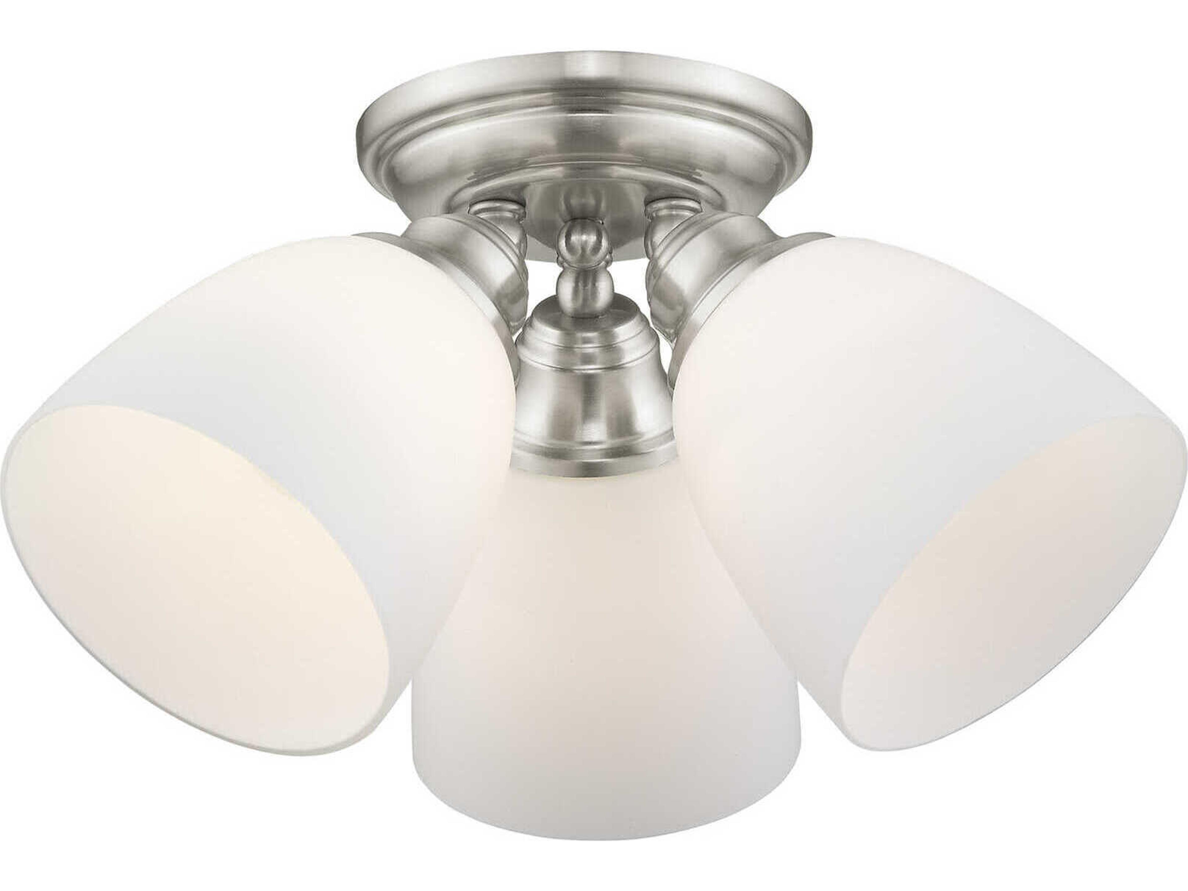 Livex Lighting Somerville 3-Light Brushed Nickel Glass Bell Semi Flush Mount