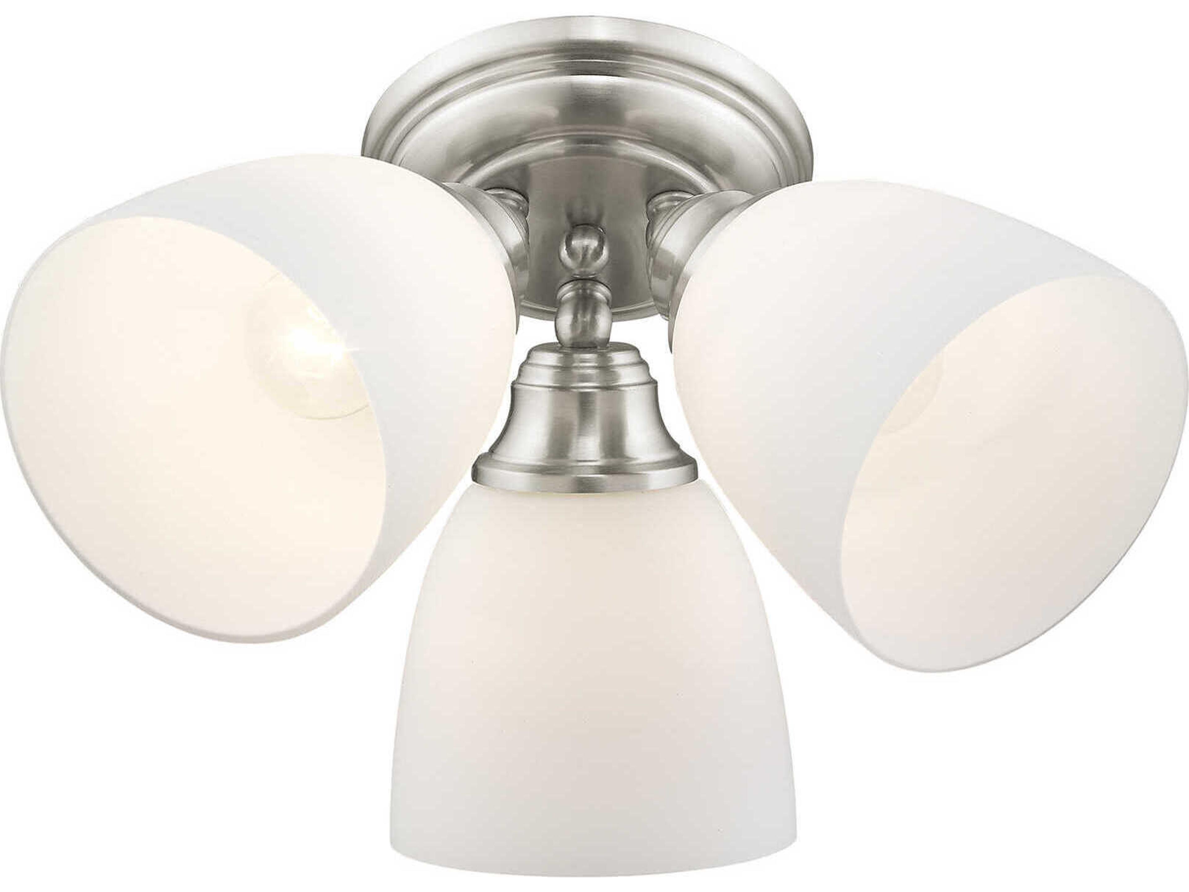 Livex Lighting Somerville 3-Light Brushed Nickel Glass Bell Semi Flush Mount