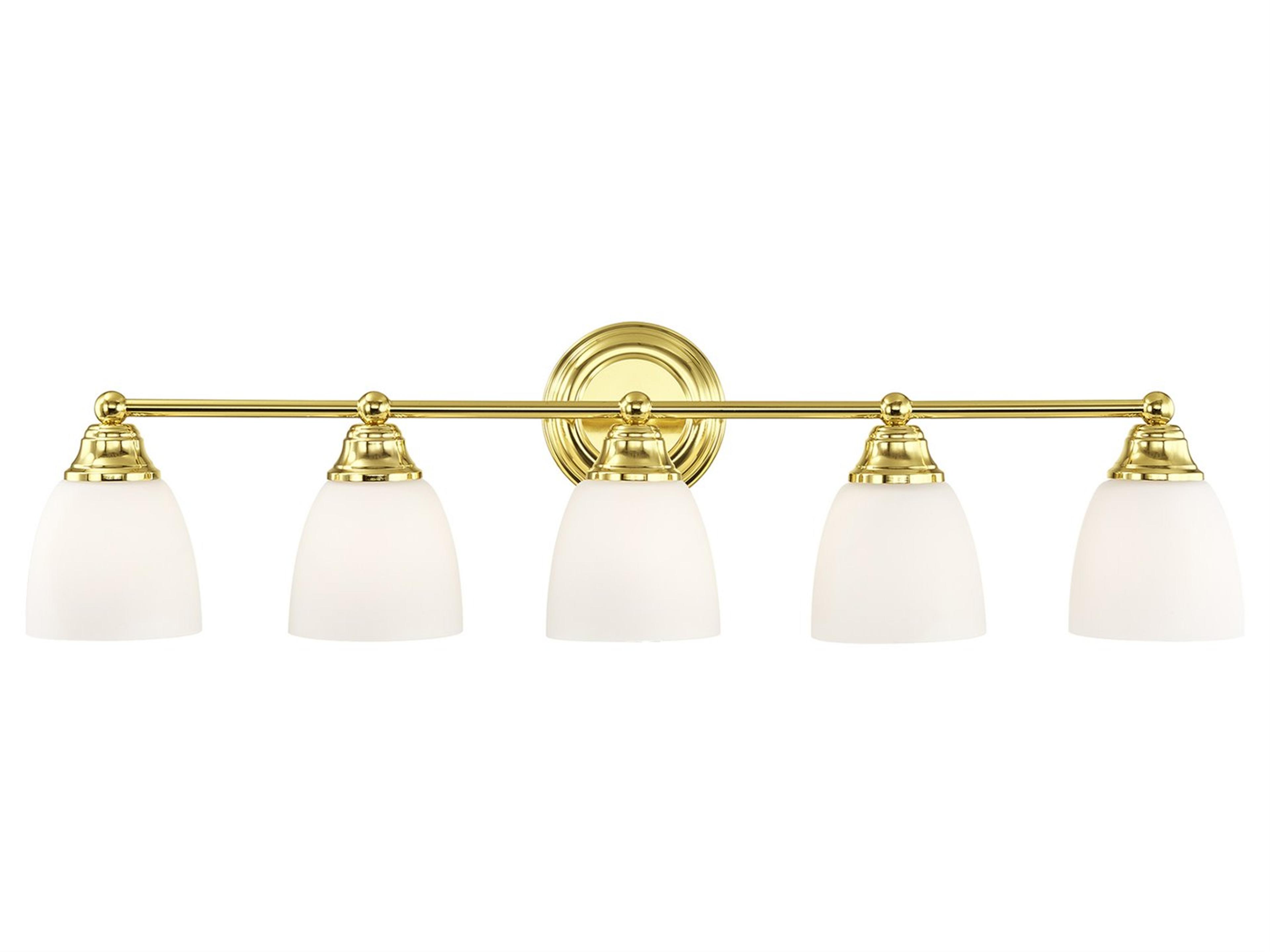 Somerville 5-Light Polished Brass Glass Vanity Light