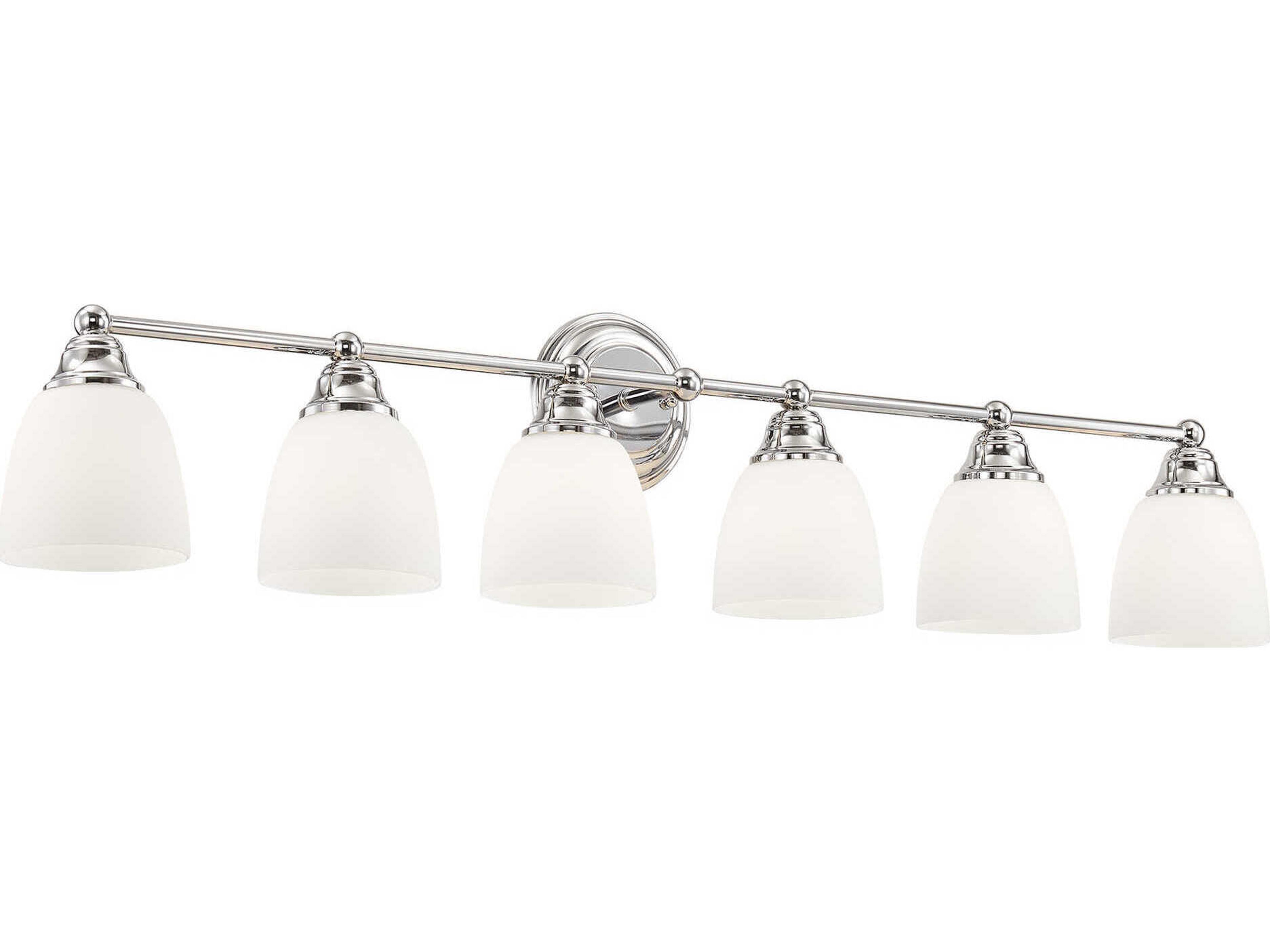 Livex Lighting Somerville 6-Light Polished Chrome White Glass Vanity Light
