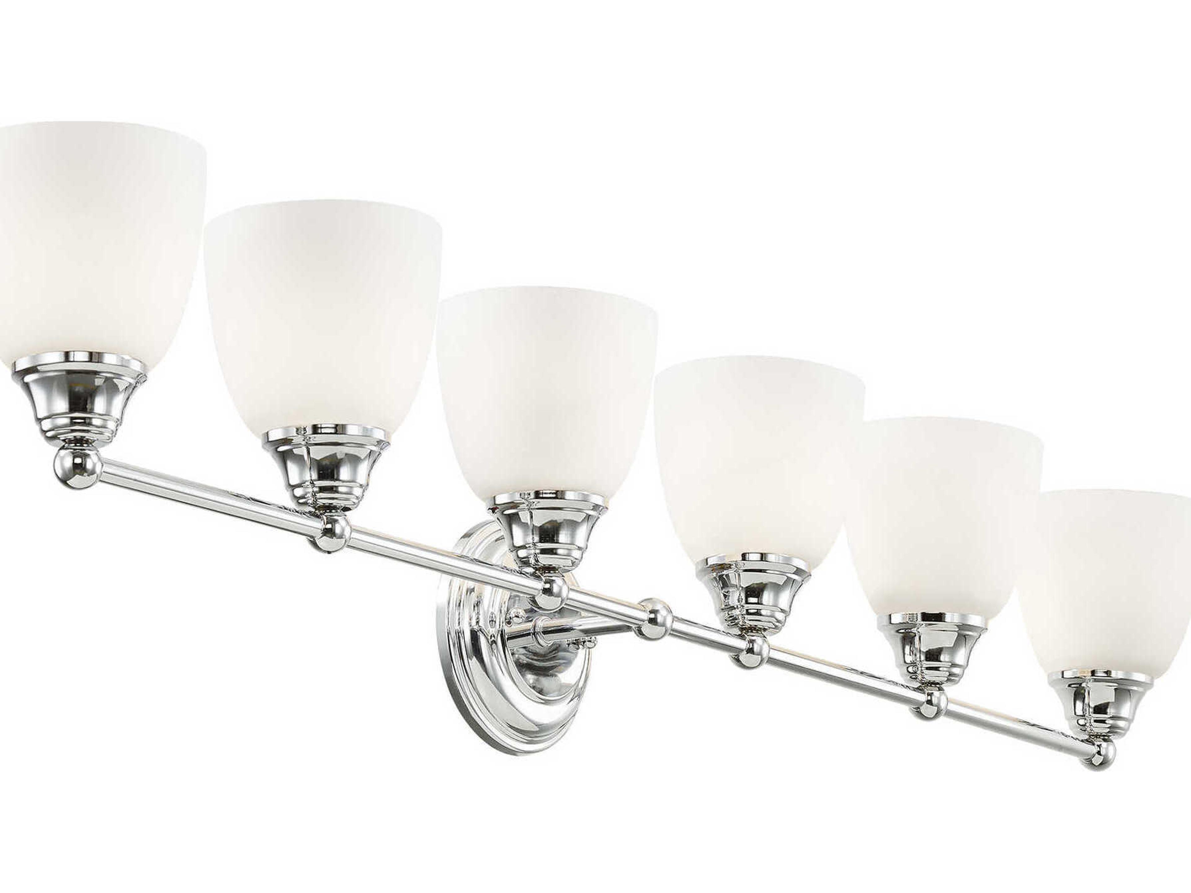 Livex Lighting Somerville 6-Light Polished Chrome White Glass Vanity Light