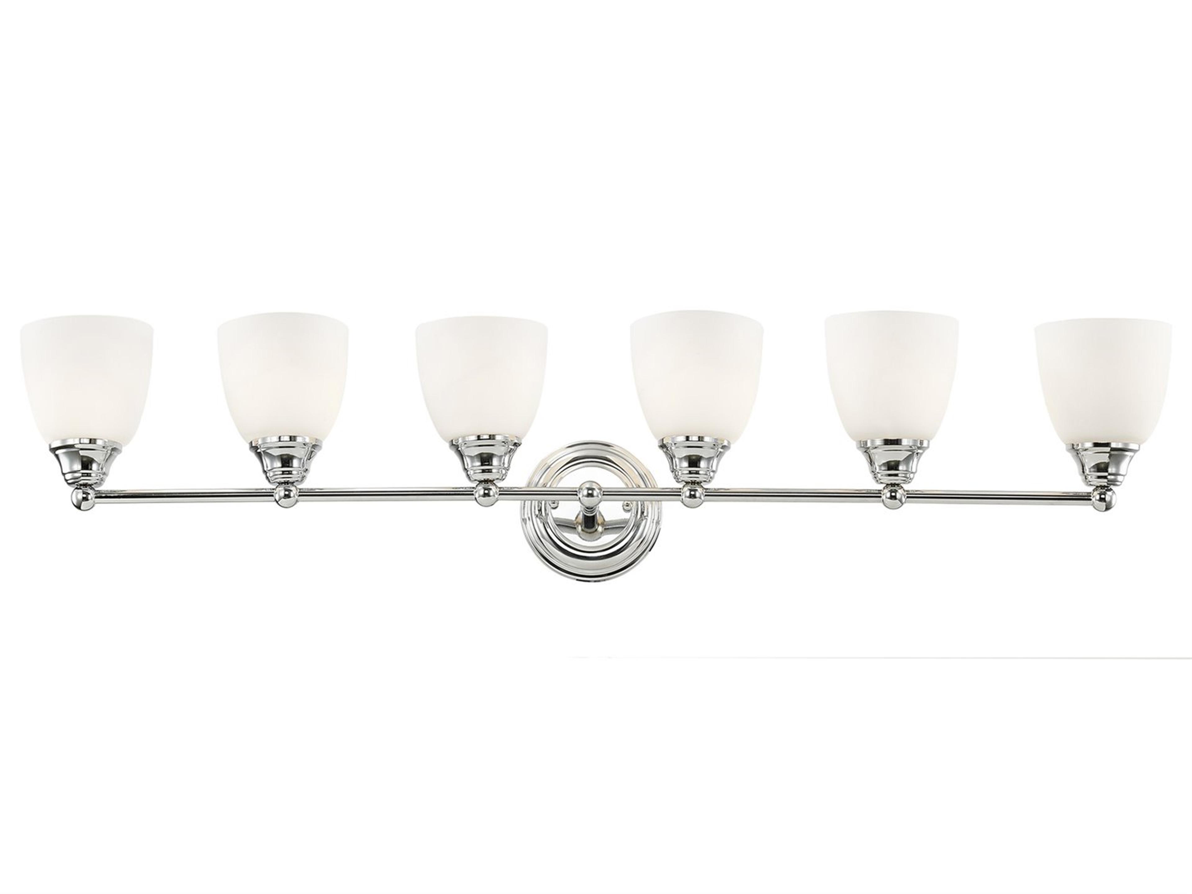Livex Lighting Somerville 6-Light Polished Chrome White Glass Vanity Light