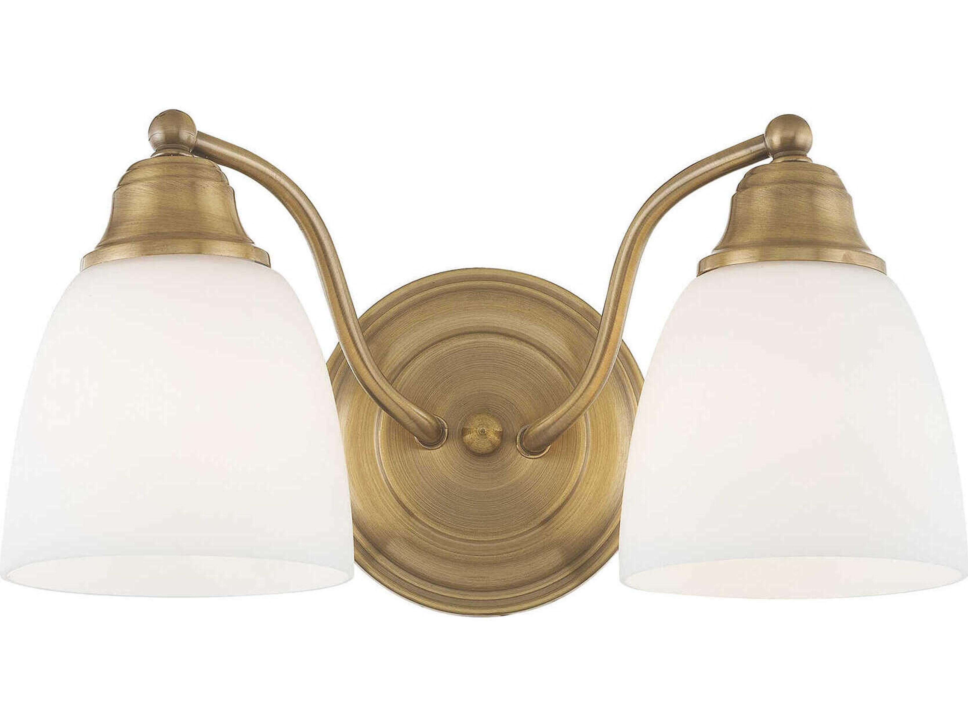 Livex Lighting Somerville 2-Light Antique Brass Glass Vanity Light