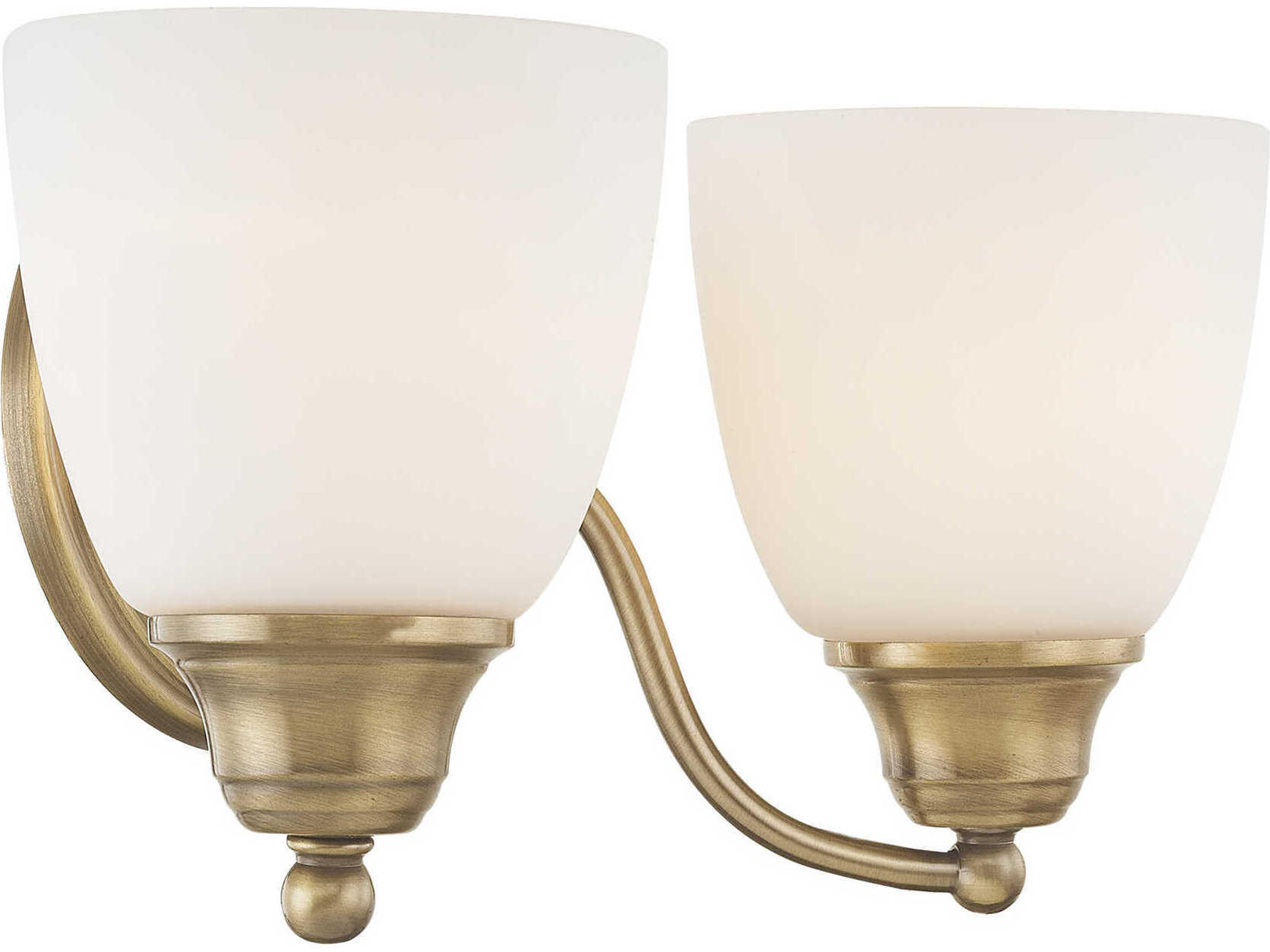 Livex Lighting Somerville 2-Light Antique Brass Glass Vanity Light