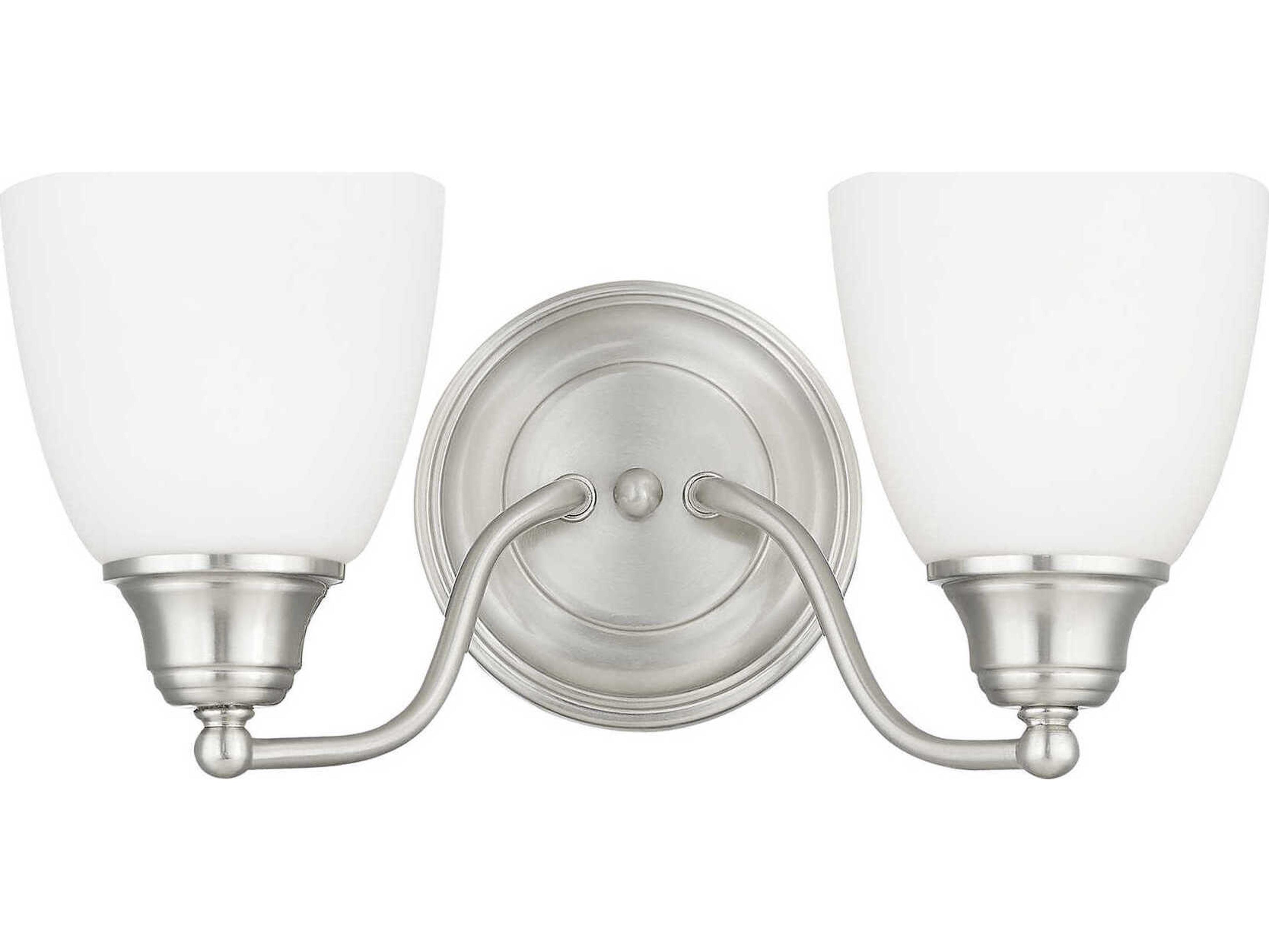 Livex Lighting Somerville 2-Light Brushed Nickel Glass Vanity Light