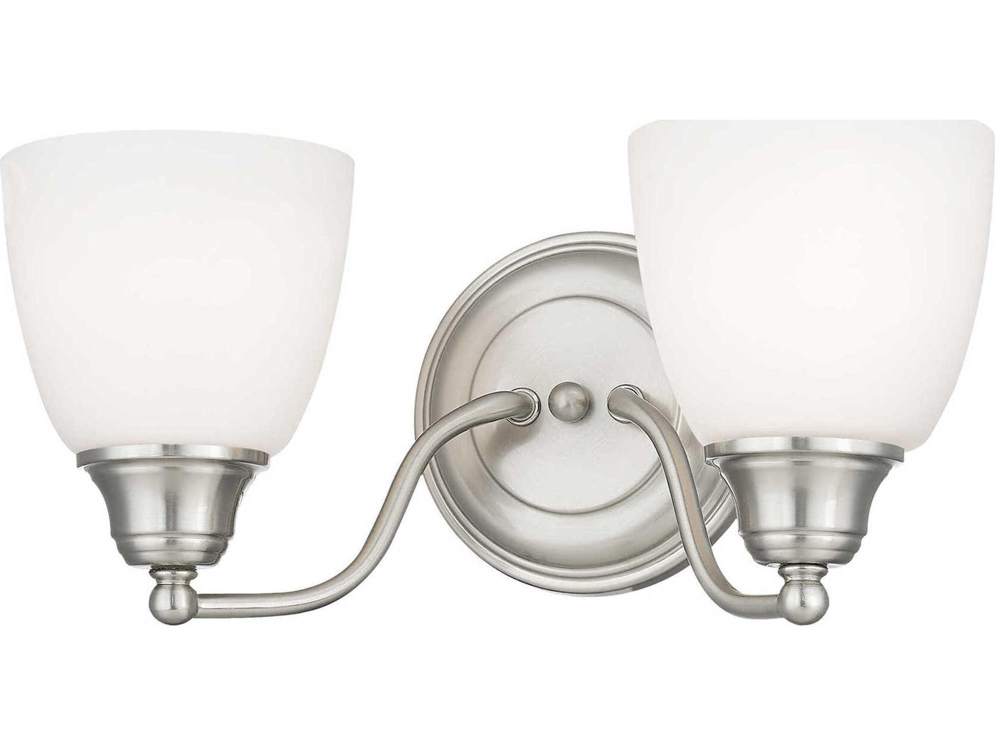 Livex Lighting Somerville 2-Light Brushed Nickel Glass Vanity Light