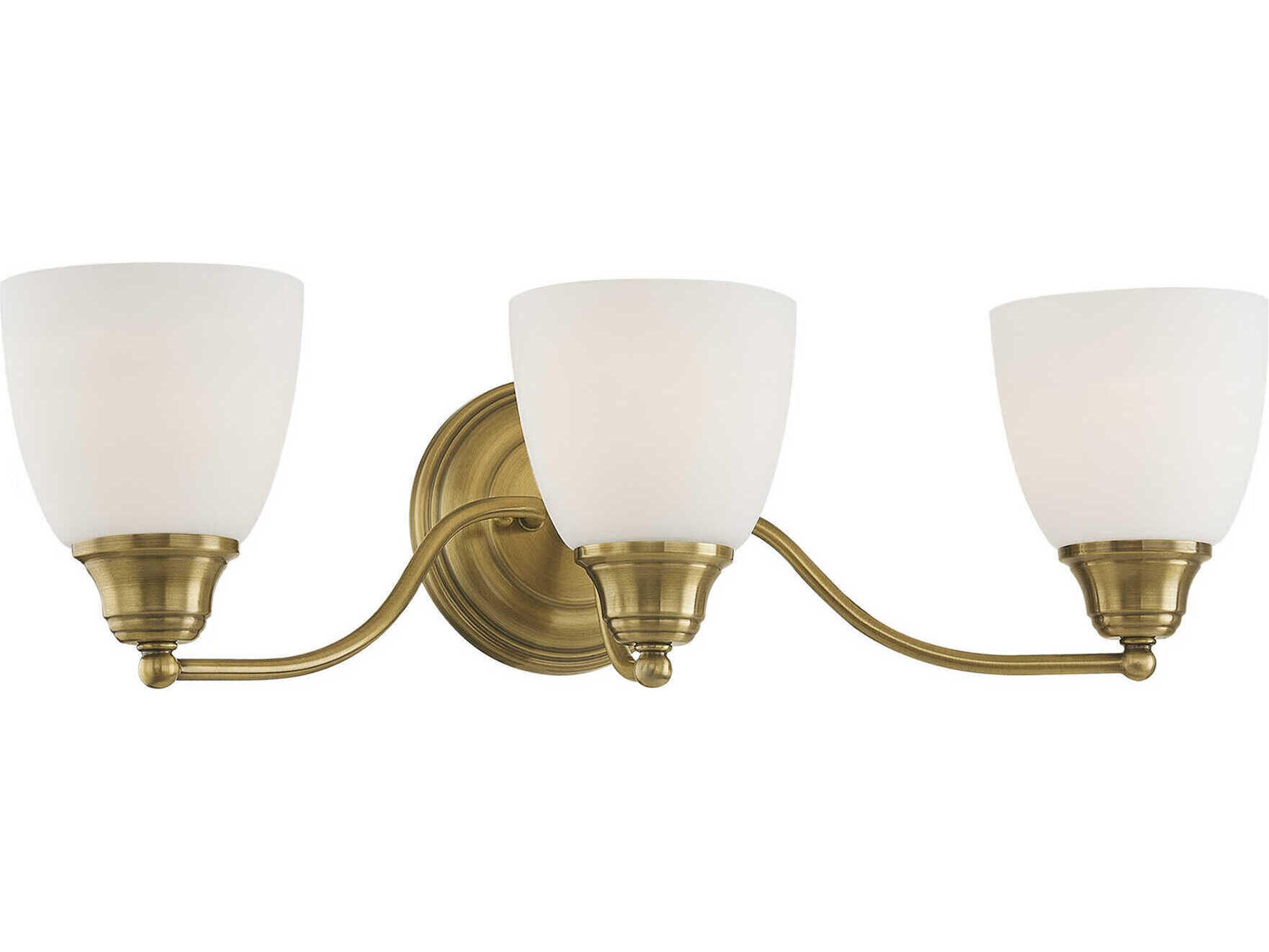 Livex Lighting Somerville 3-Light Antique Brass Glass Vanity Light