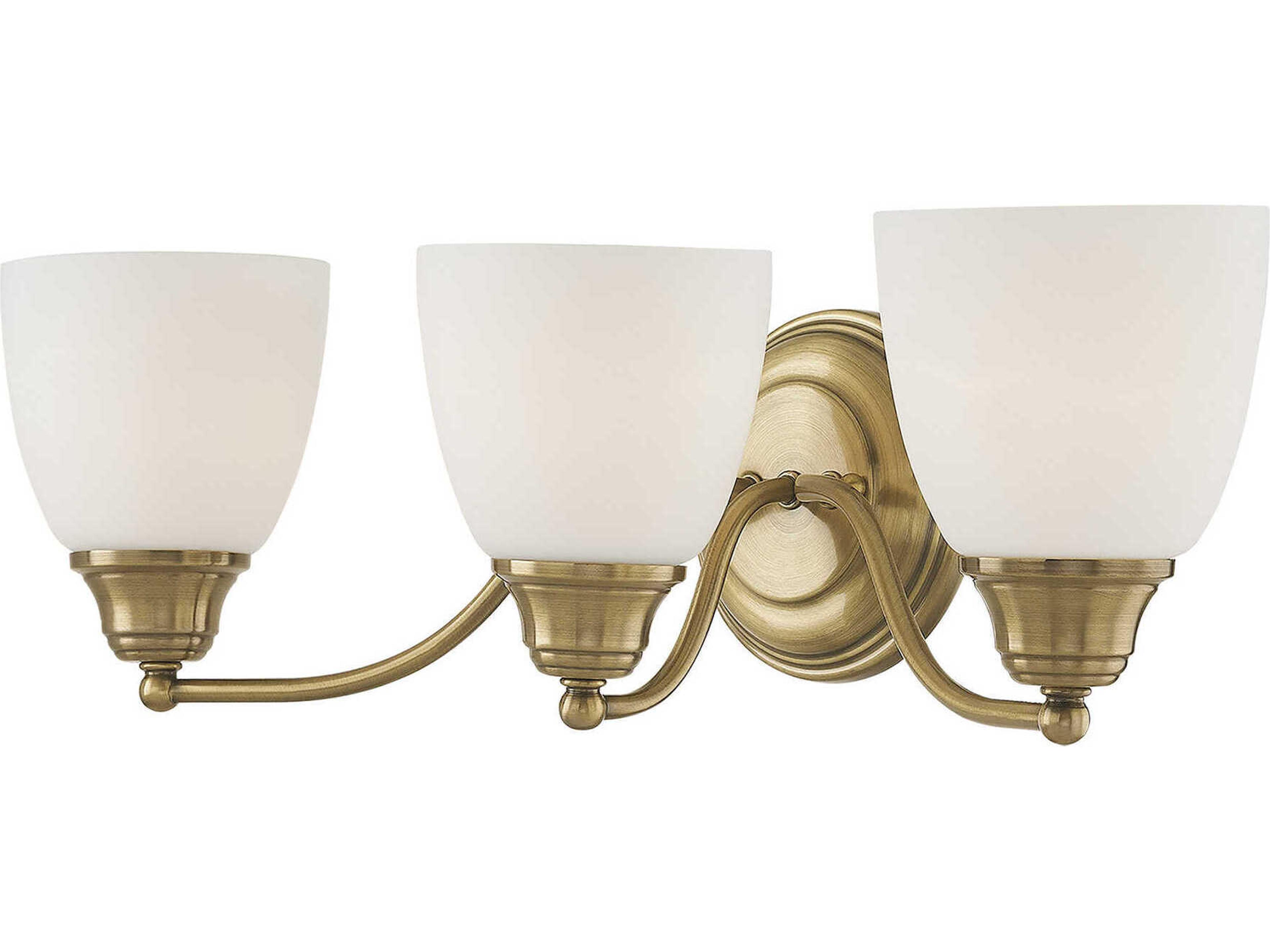 Livex Lighting Somerville 3-Light Antique Brass Glass Vanity Light