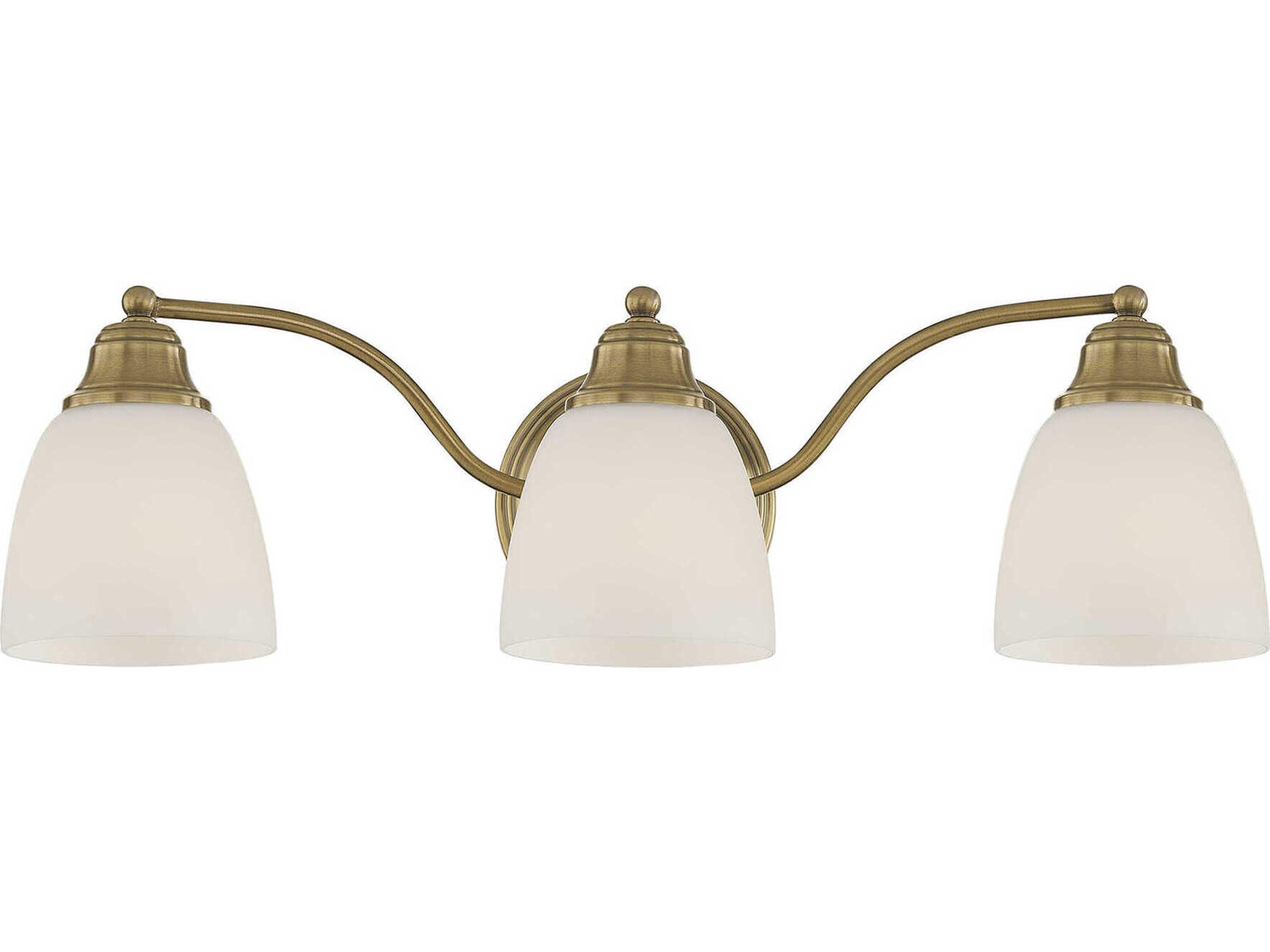 Somerville 3-Light Antique Brass Glass Vanity Light