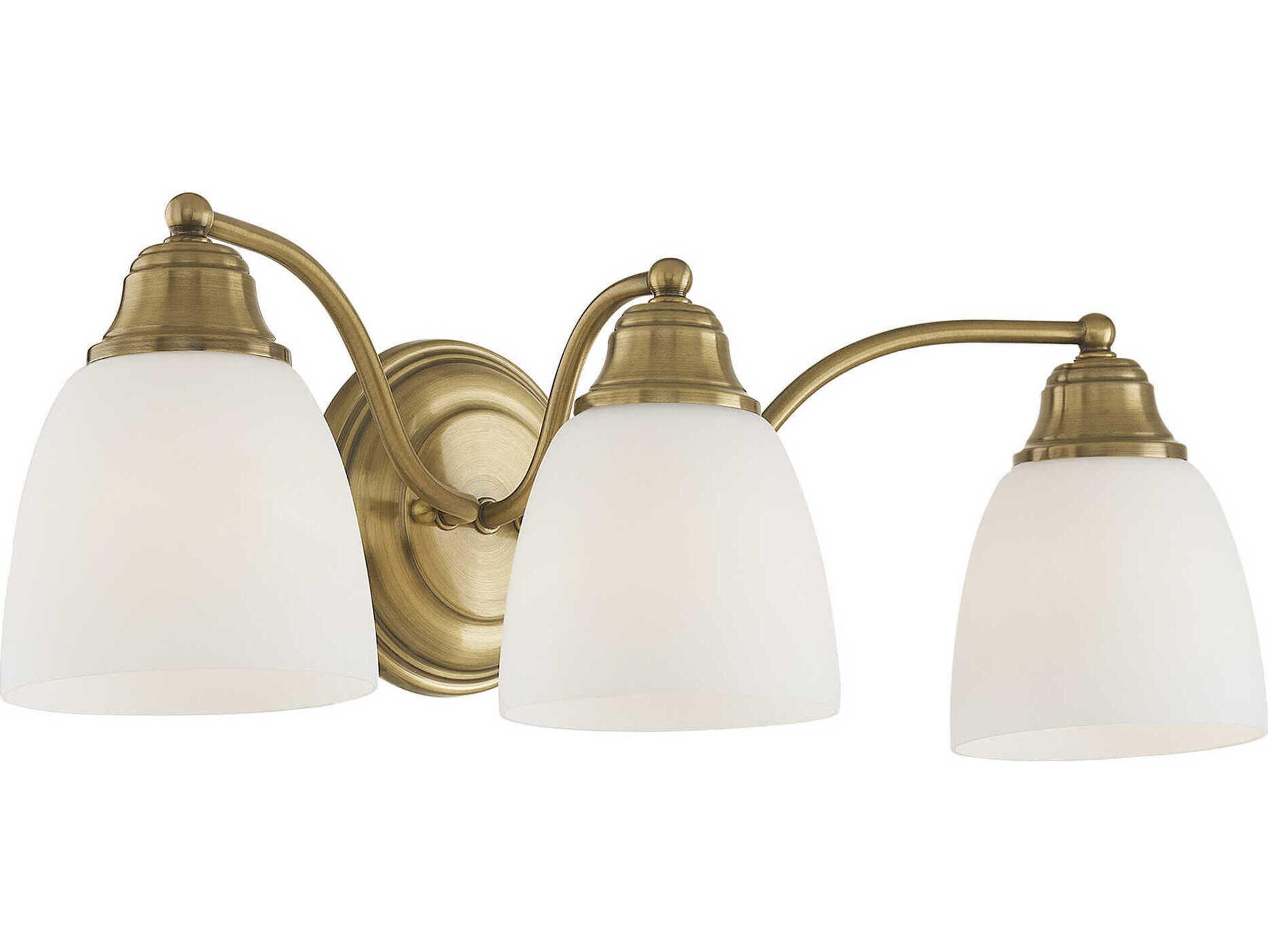 Livex Lighting Somerville 3-Light Antique Brass Glass Vanity Light