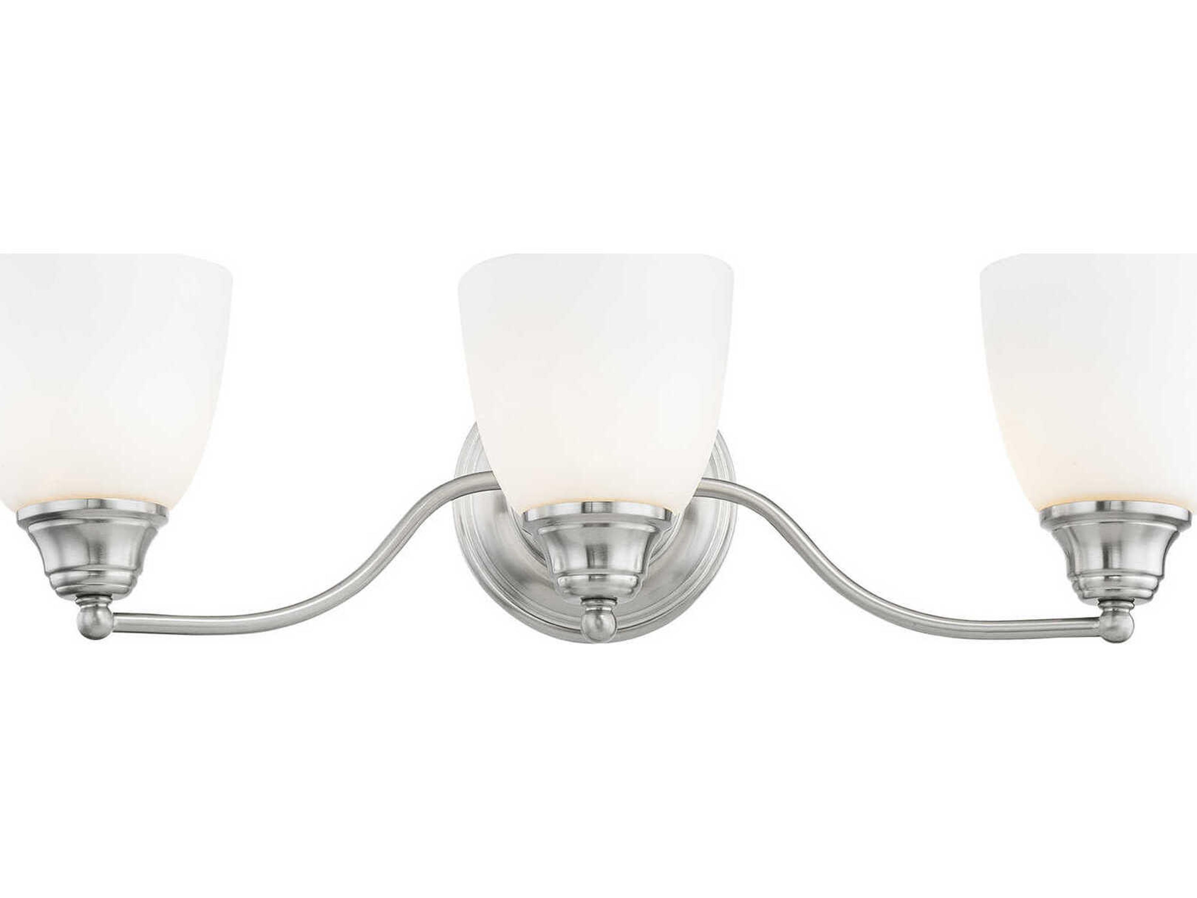 Livex Lighting Somerville 3-Light Brushed Nickel Glass Vanity Light