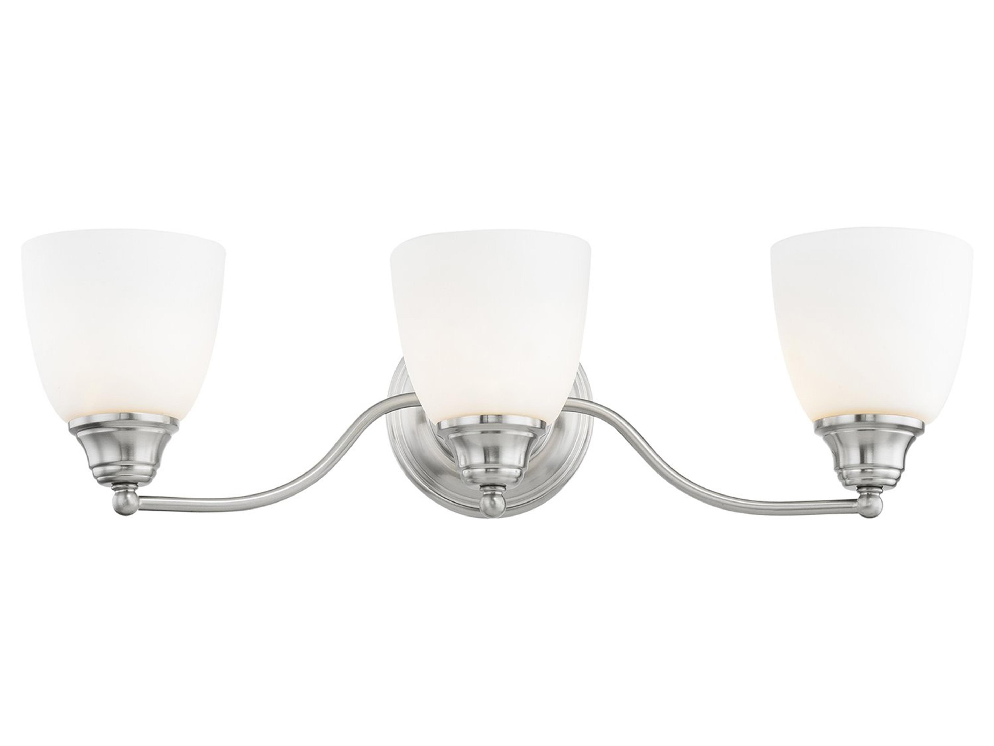 Livex Lighting Somerville 3-Light Brushed Nickel Glass Vanity Light