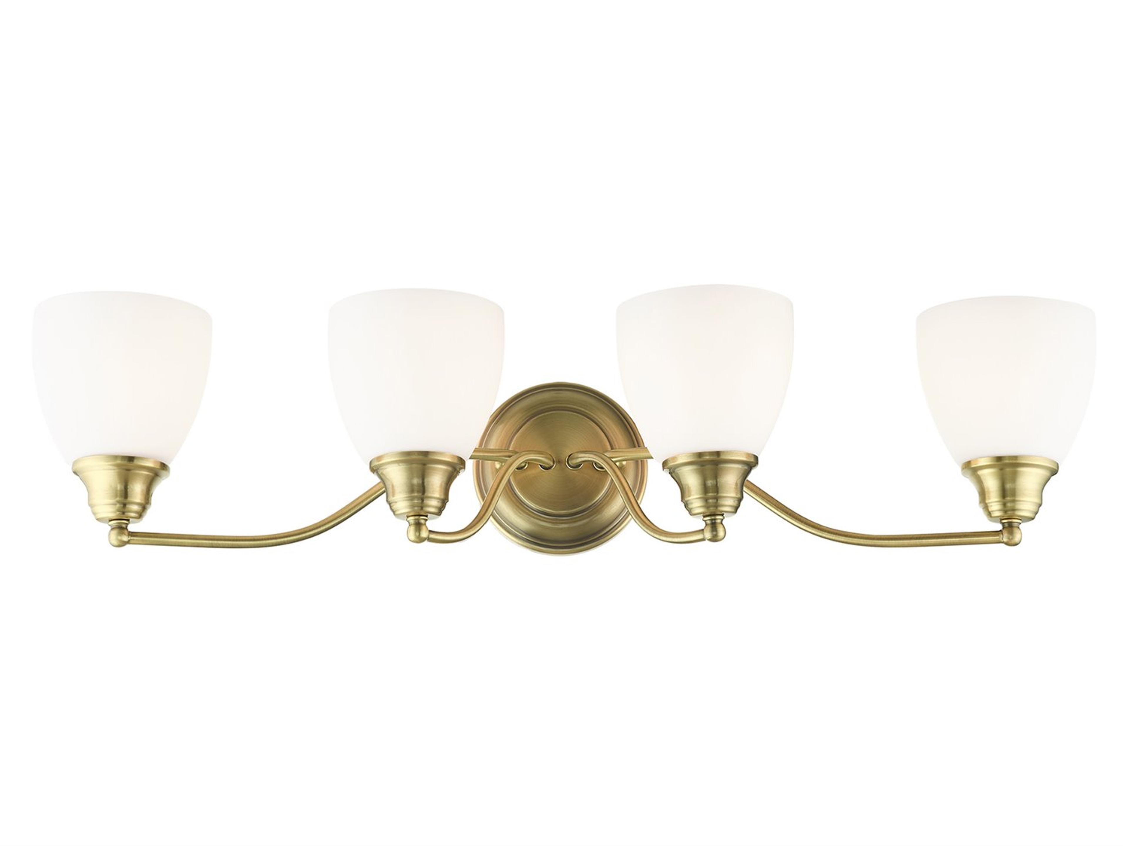 Livex Lighting Somerville 4-Light Antique Brass Glass Vanity Light