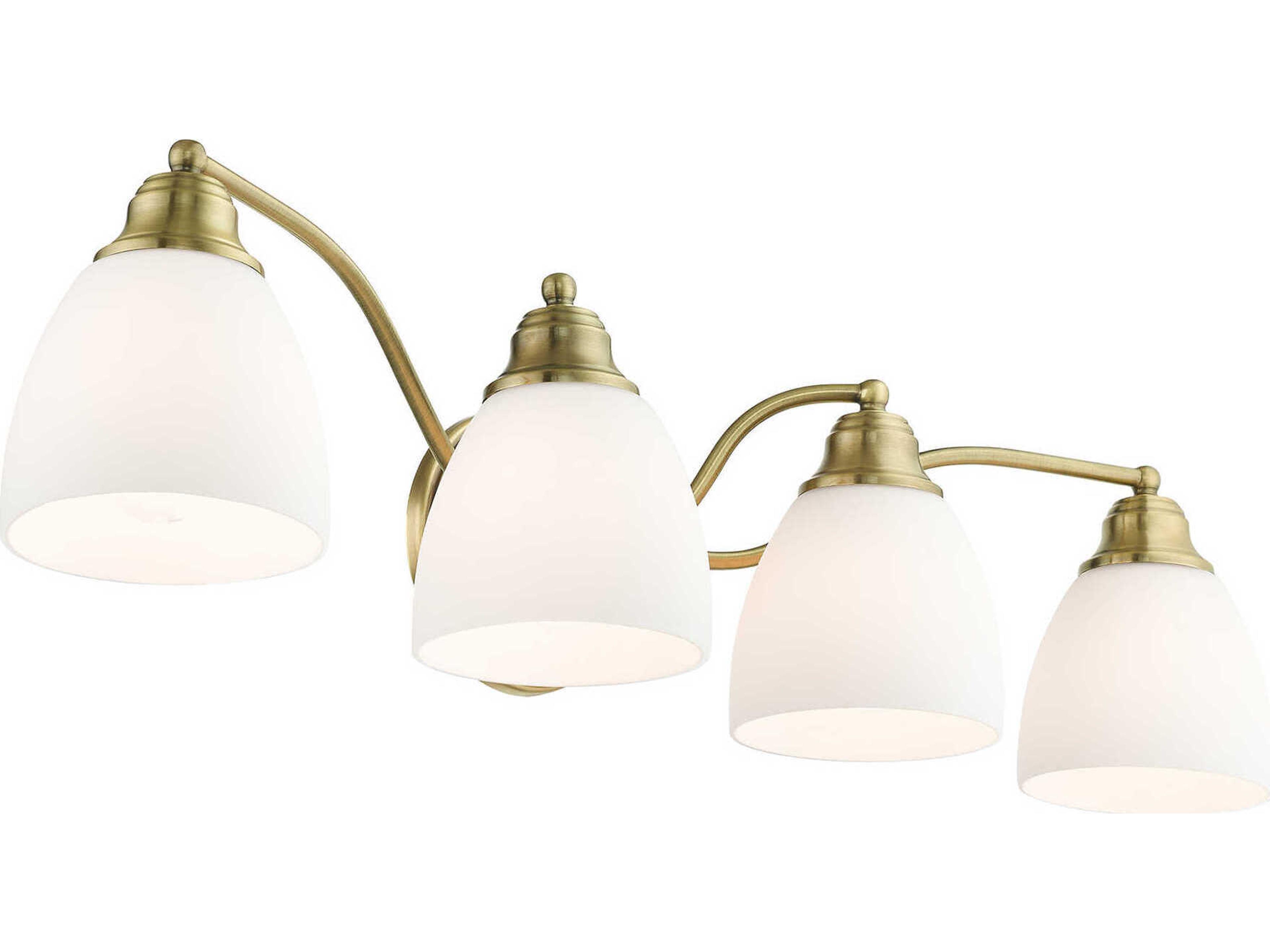 Livex Lighting Somerville 4-Light Antique Brass Glass Vanity Light