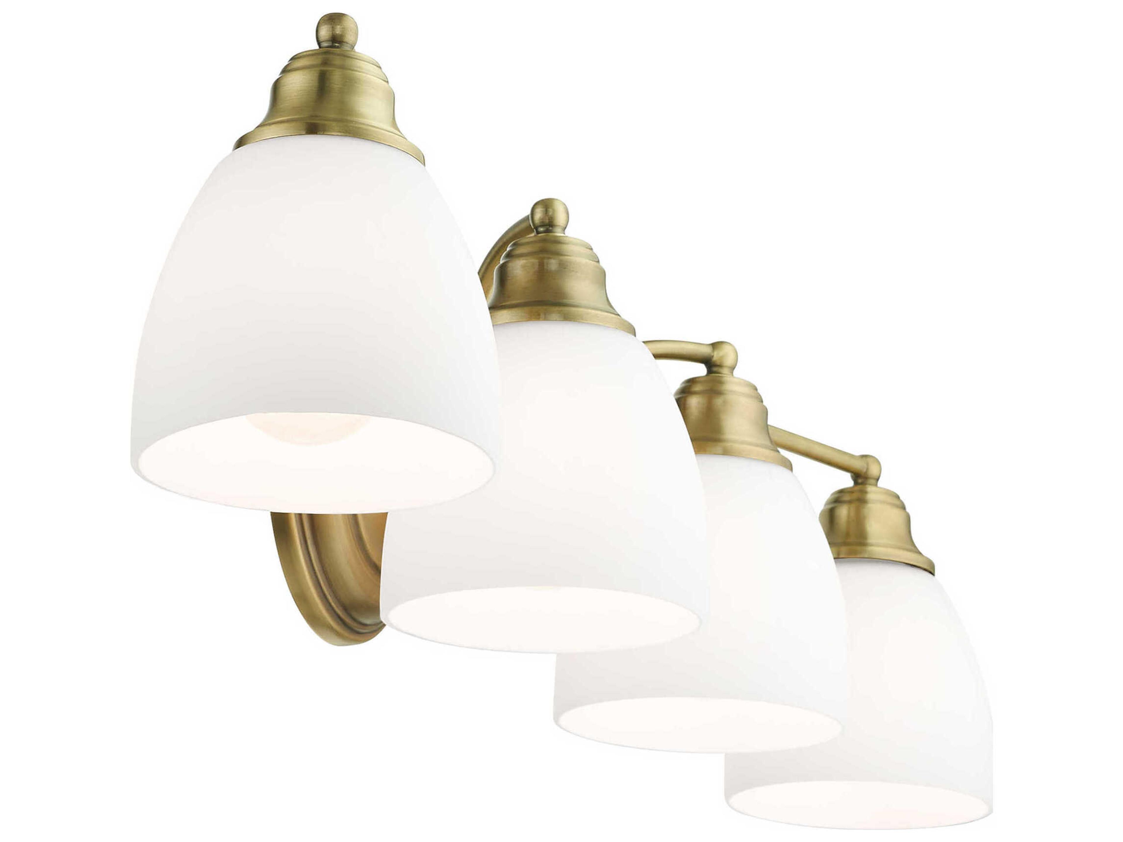 Livex Lighting Somerville 4-Light Antique Brass Glass Vanity Light