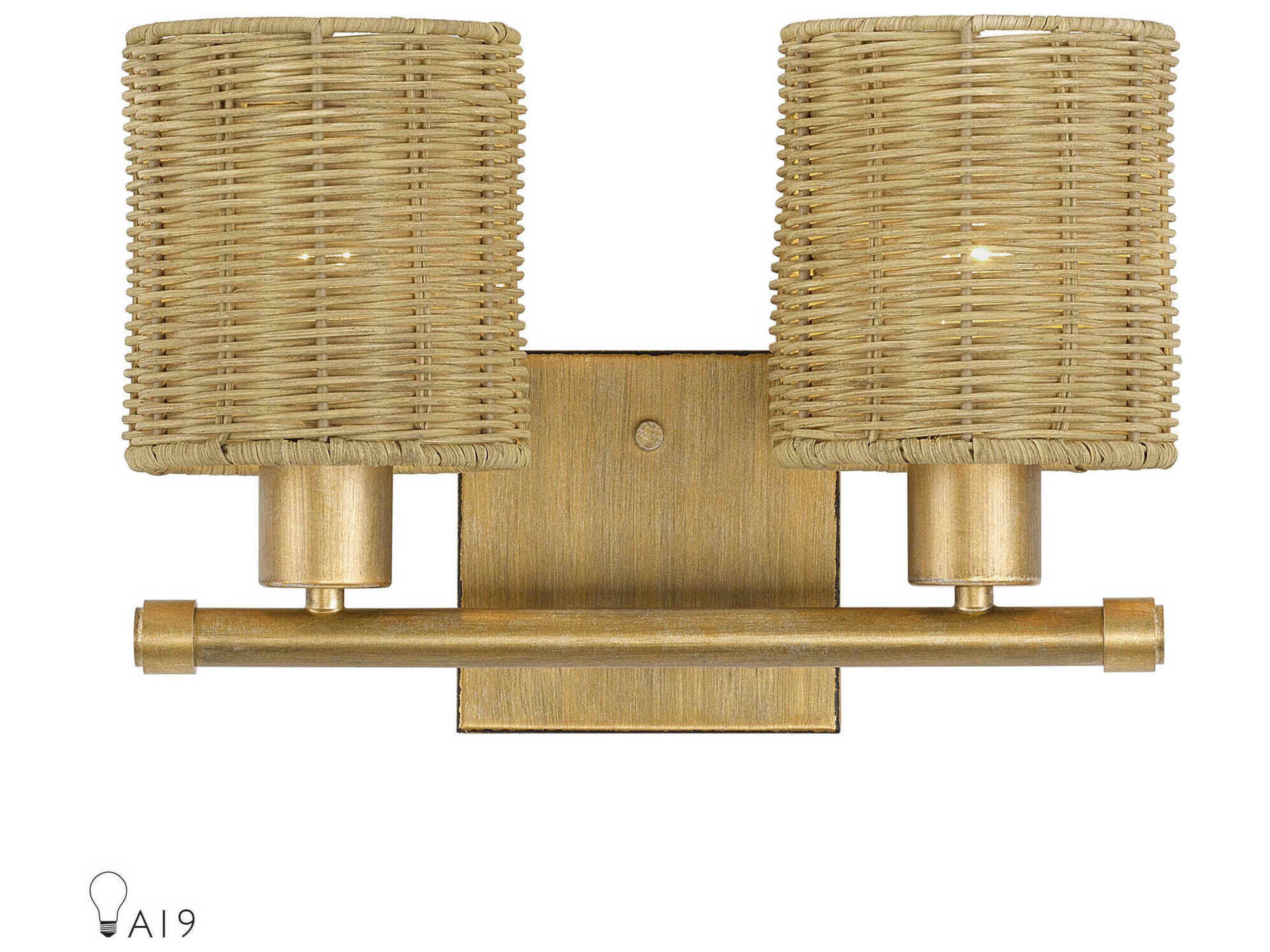 Livex Lighting Weavington 2-Light Antique Gold Leaf Vanity Light