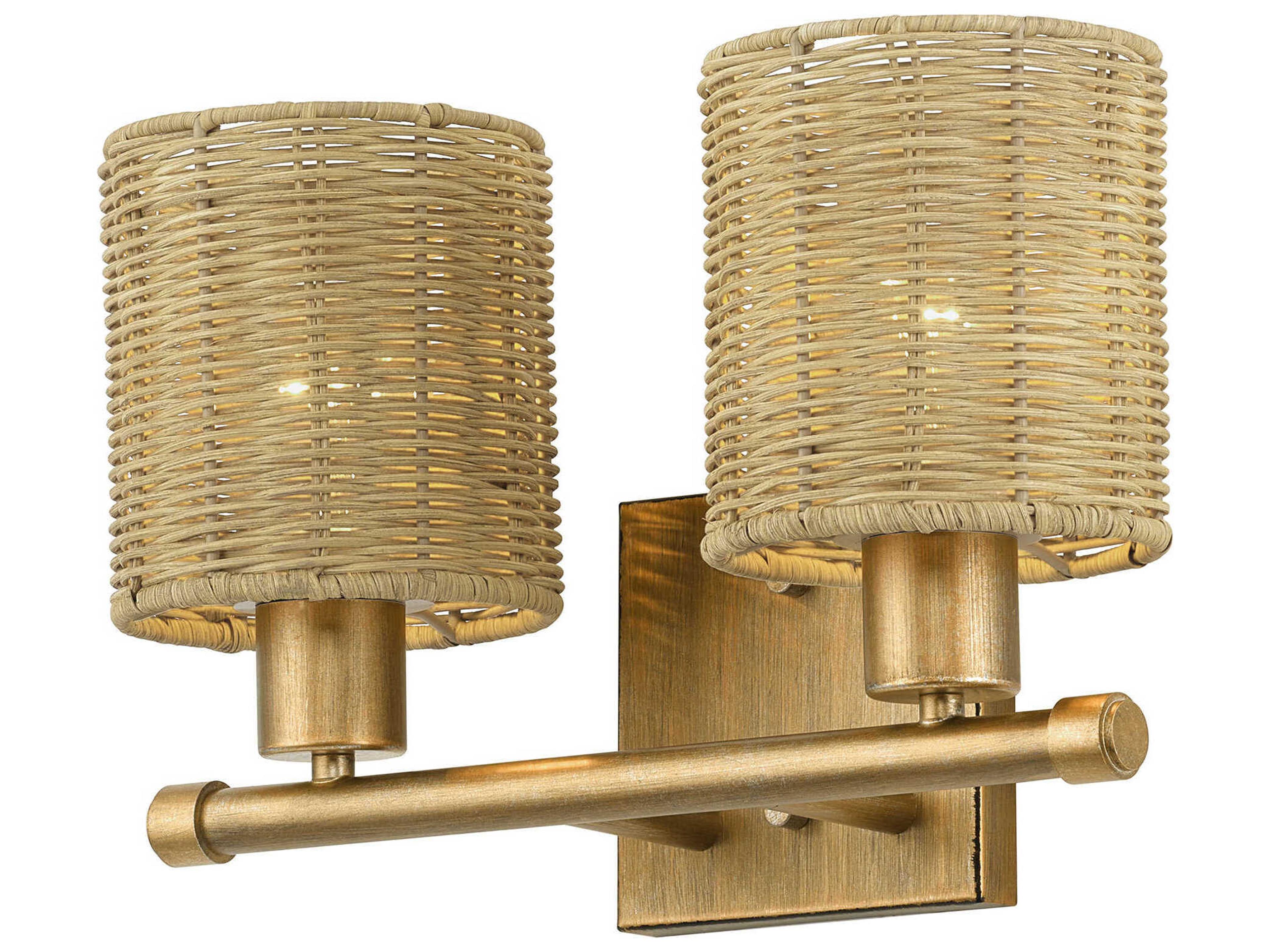 Weavington 2-Light Antique Gold Leaf Vanity Light
