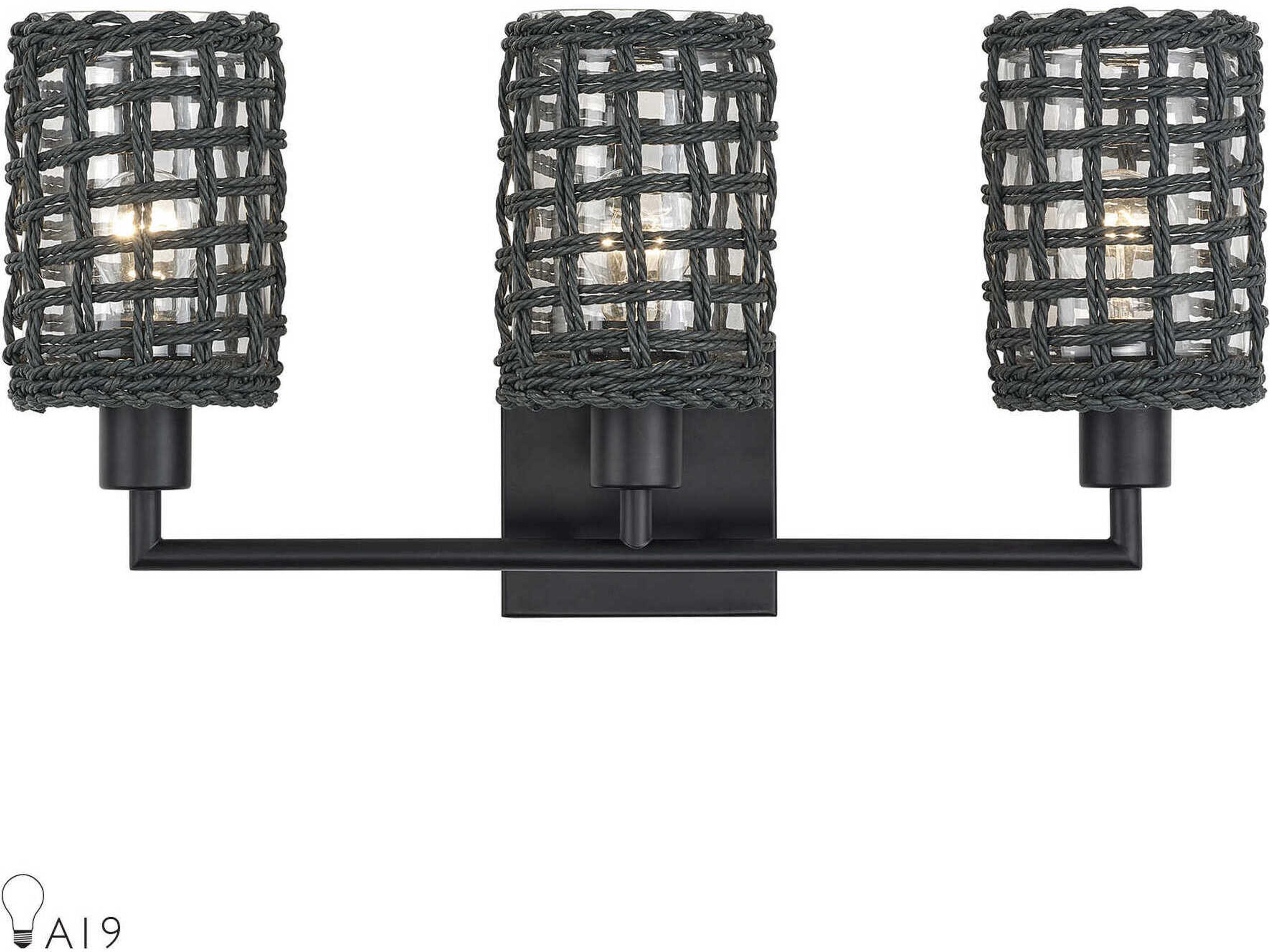 Livex Lighting Twinewell 3-Light Black Vanity Light