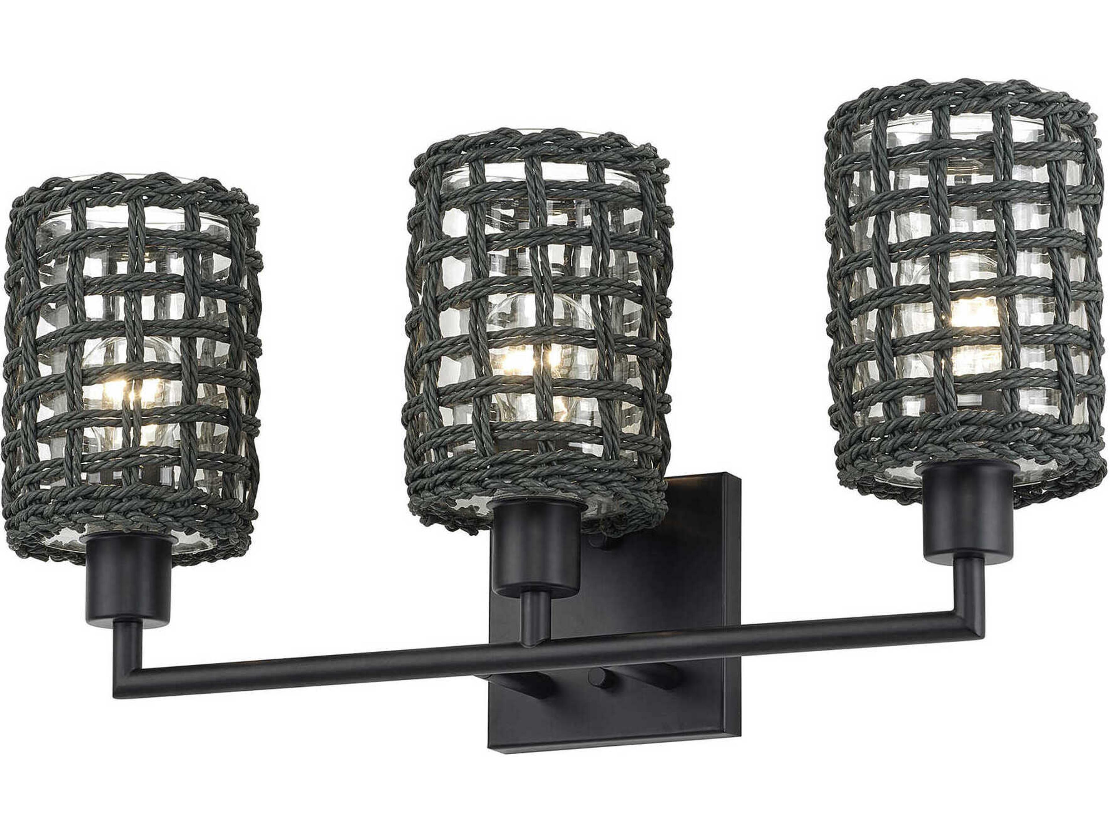 Twinewell 3-Light Black Vanity Light