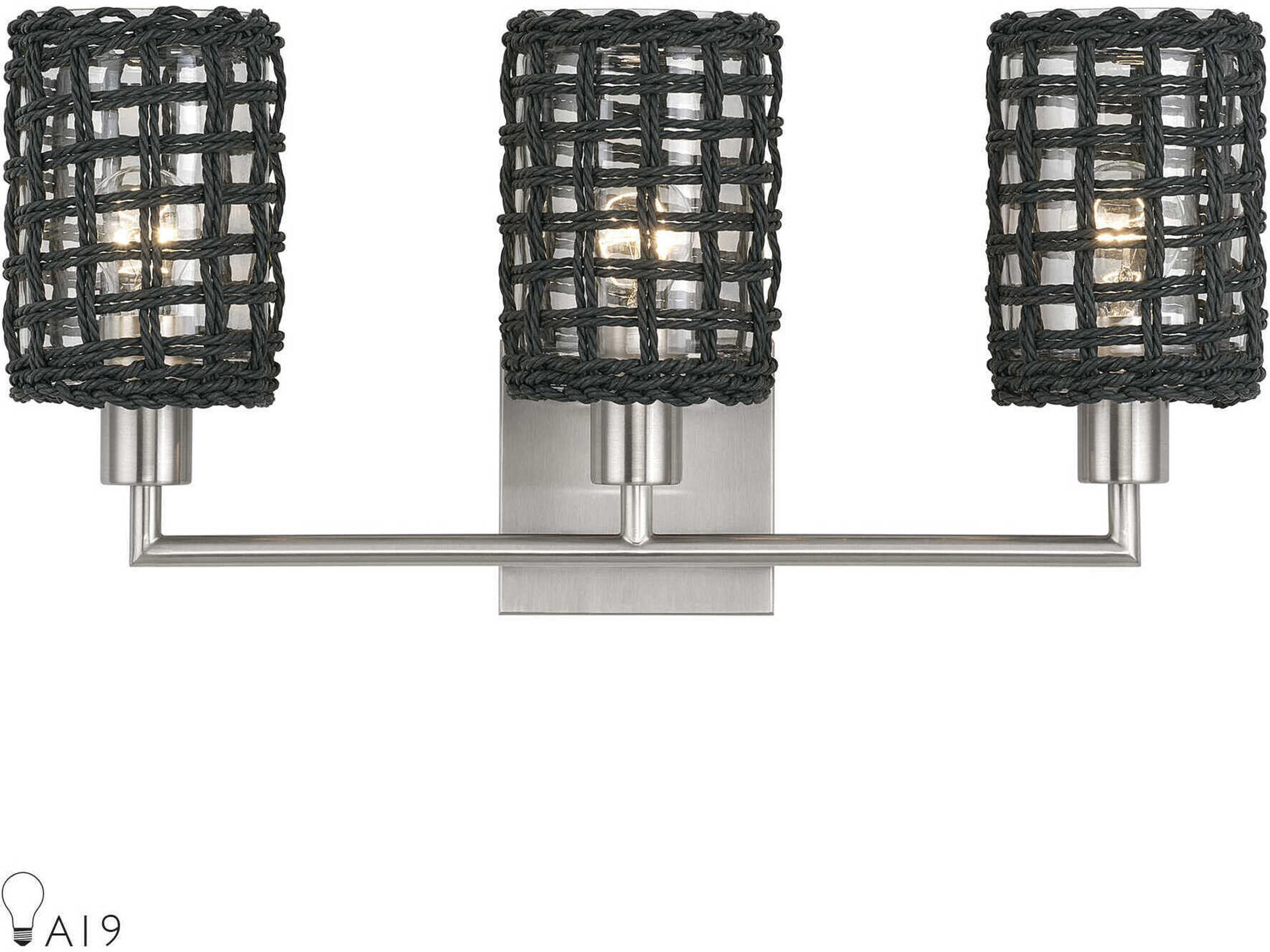 Livex Lighting Twinewell 3-Light Brushed Nickel Vanity Light
