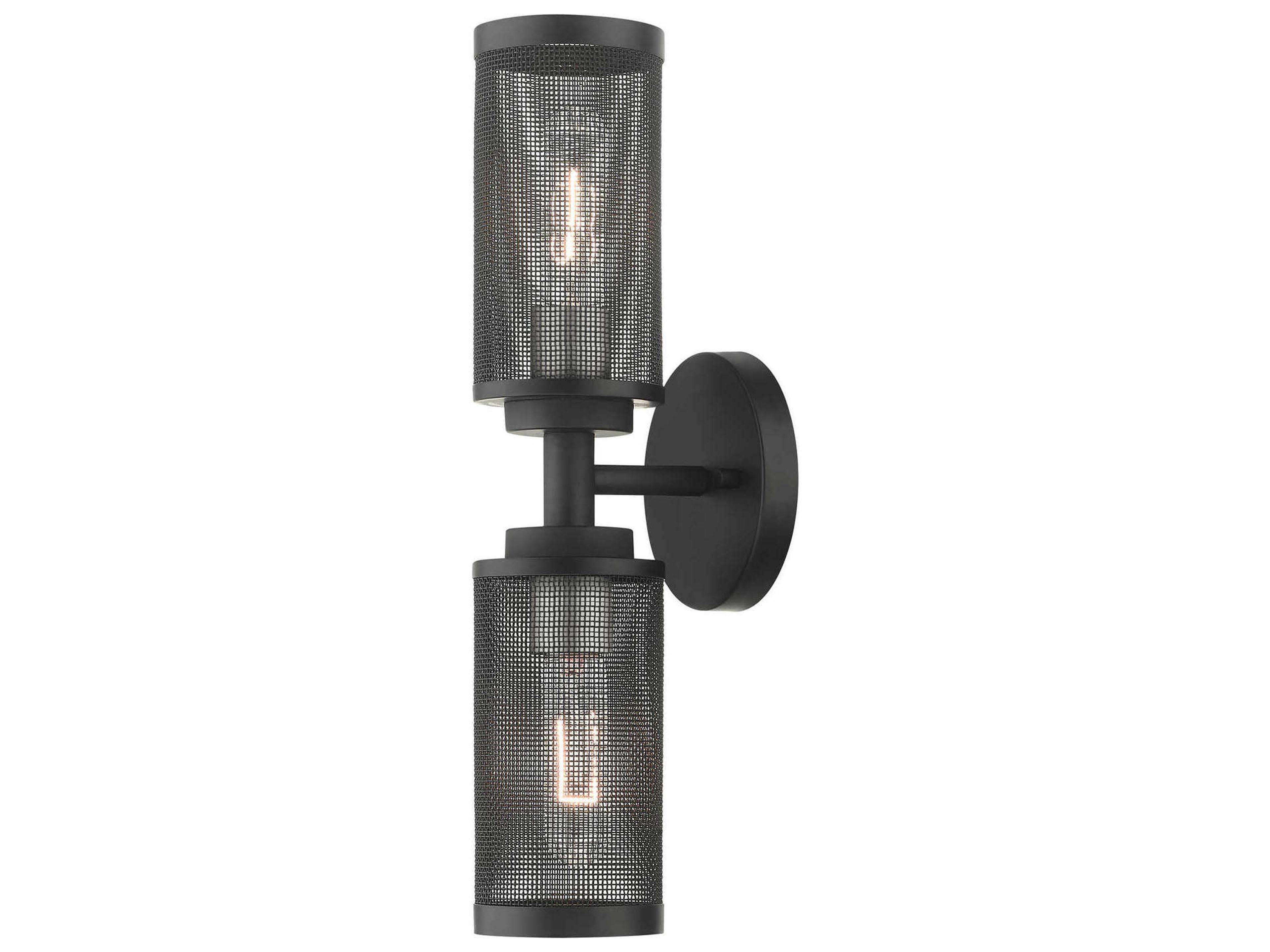 Industro 2-Light Black Brushed Nickel Wall Sconce