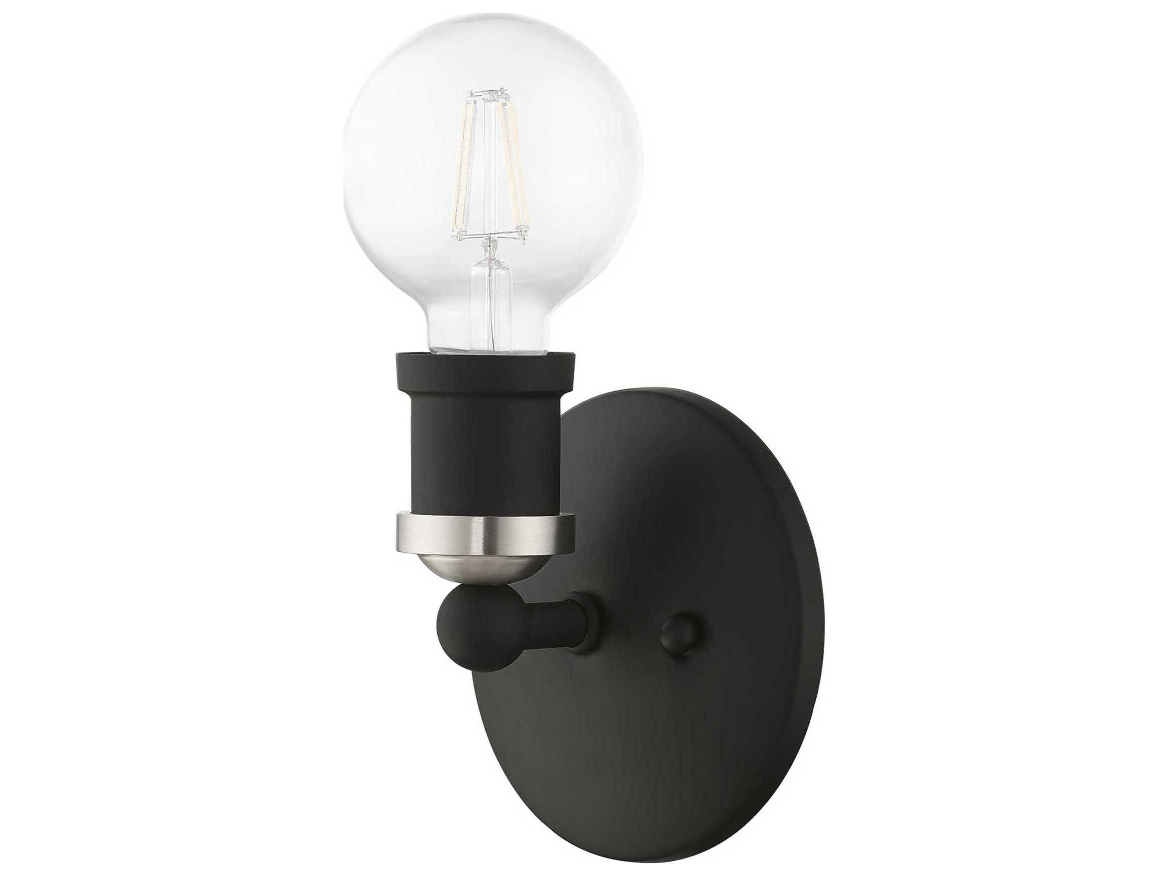Livex Lighting Lansdale 1-Light Black Brushed Nickel Wall Sconce