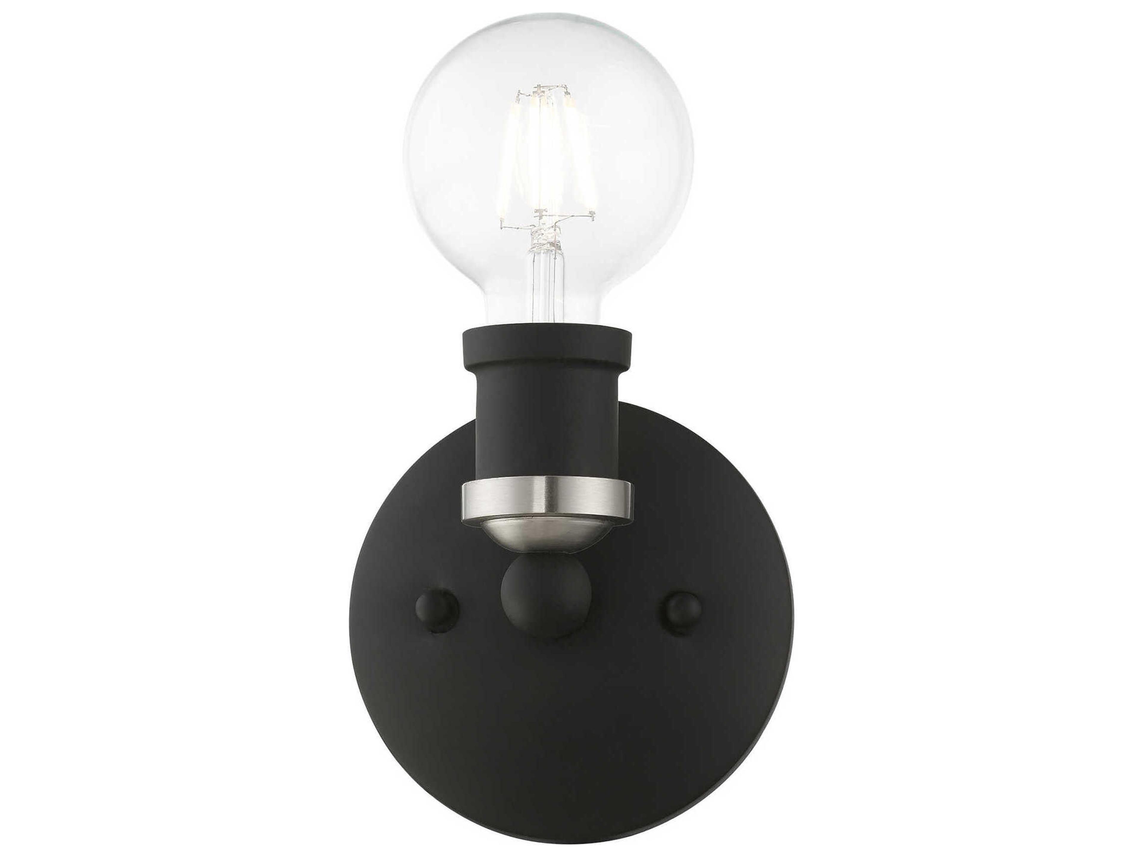Livex Lighting Lansdale 1-Light Black Brushed Nickel Wall Sconce