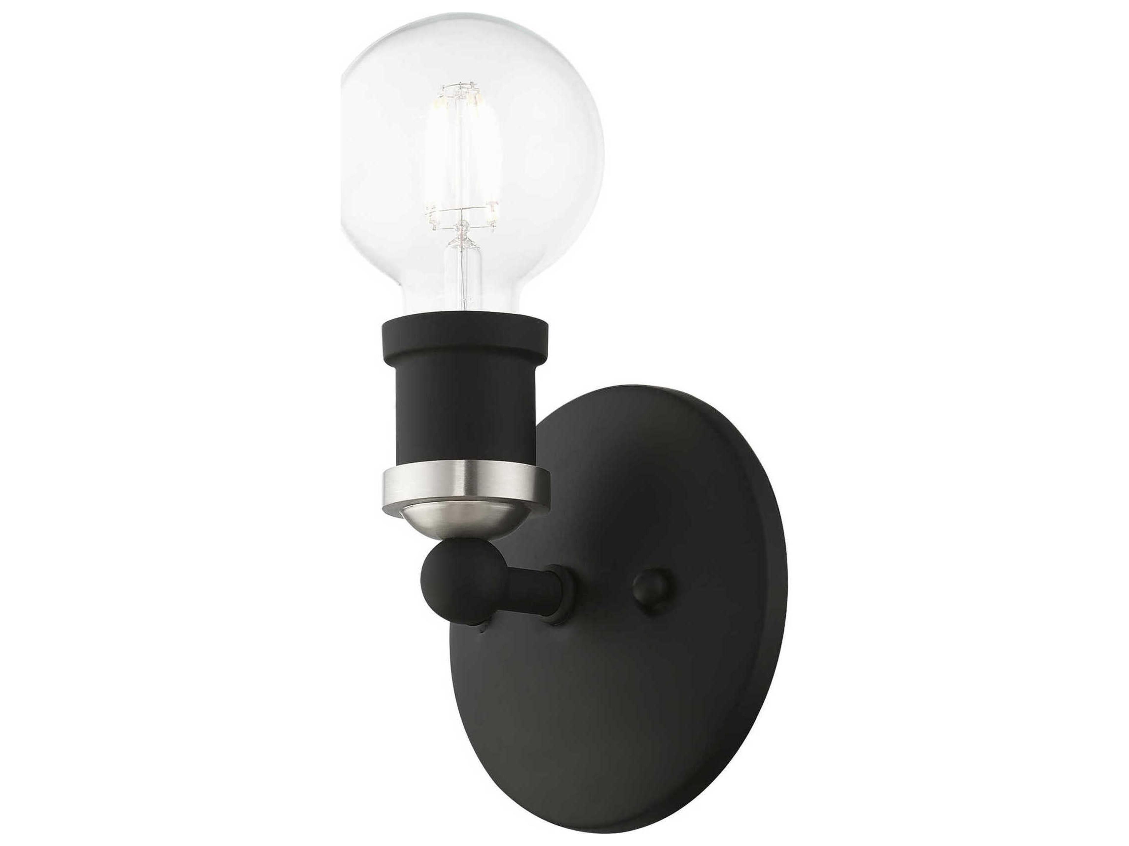 Livex Lighting Lansdale 1-Light Black Brushed Nickel Wall Sconce