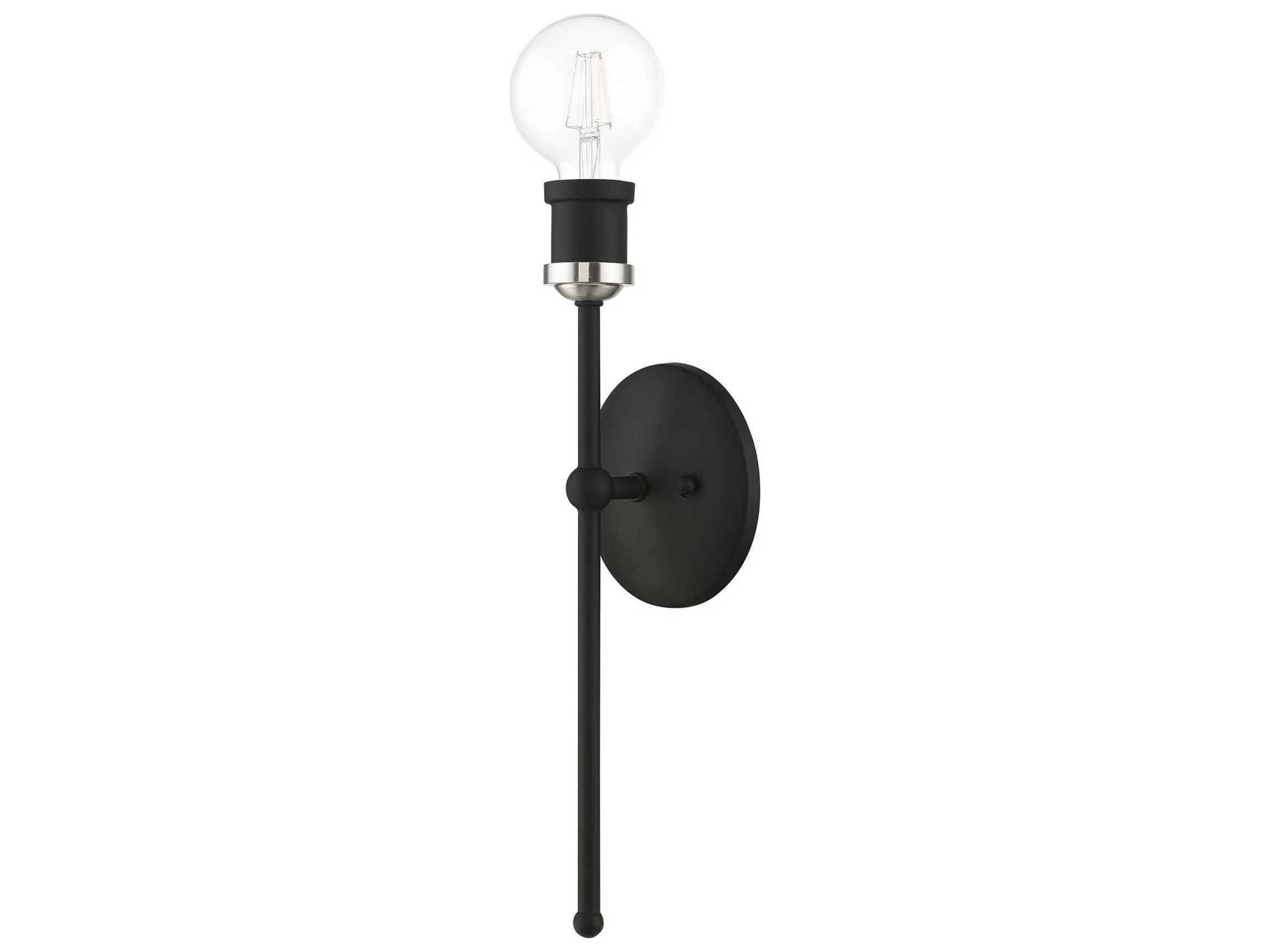 Livex Lighting Lansdale 1-Light Black Brushed Nickel Wall Sconce