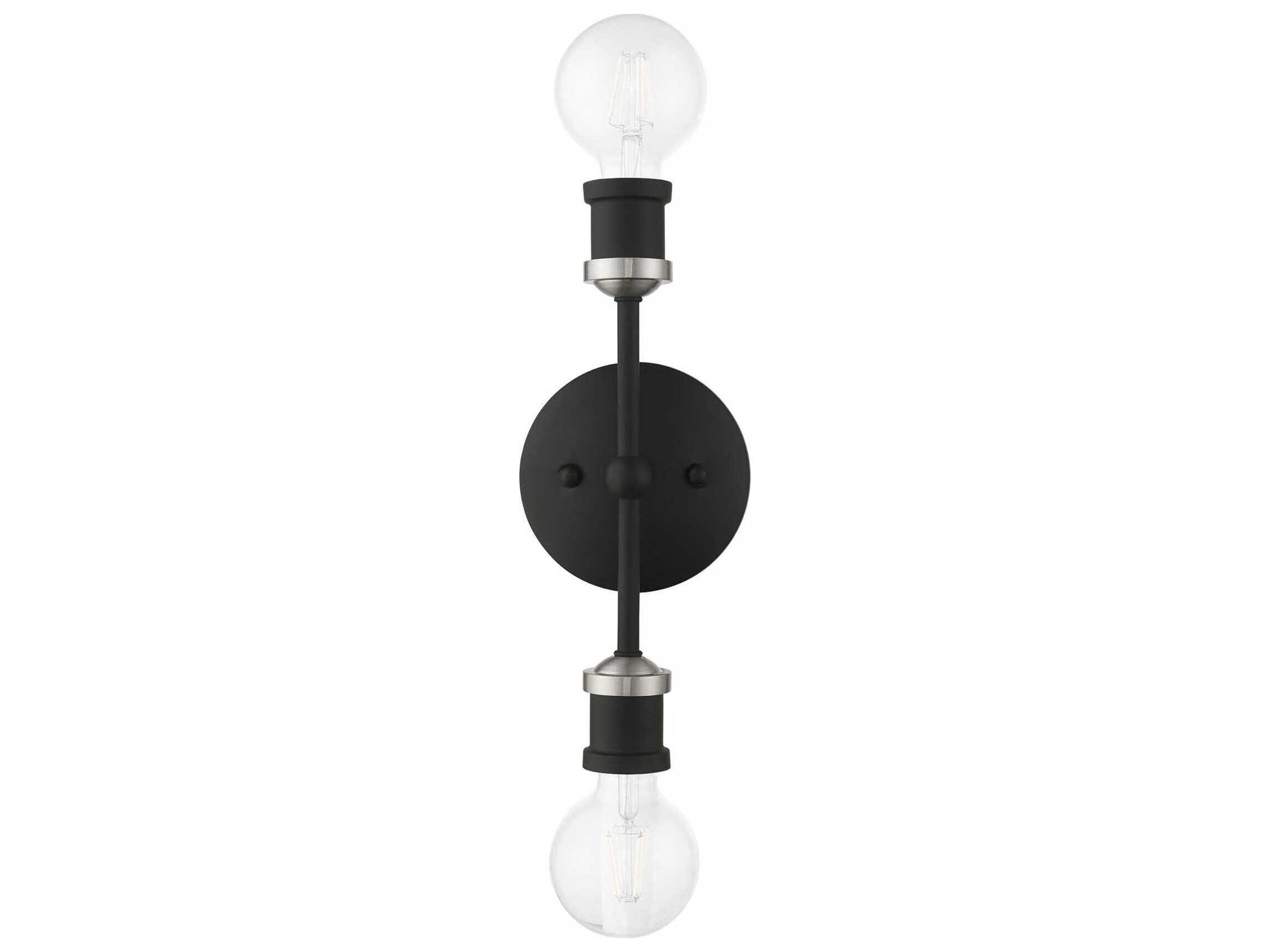 Livex Lighting Lansdale 2-Light Black Brushed Nickel Wall Sconce