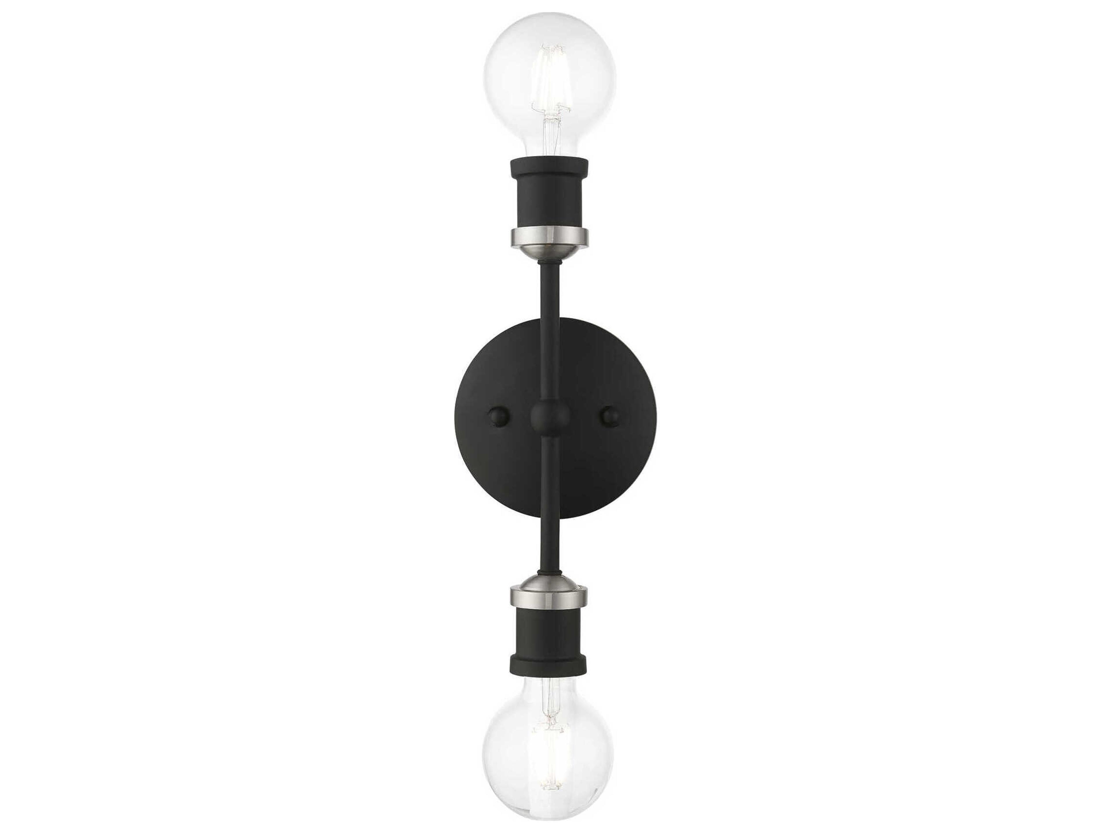 Livex Lighting Lansdale 2-Light Black Brushed Nickel Wall Sconce