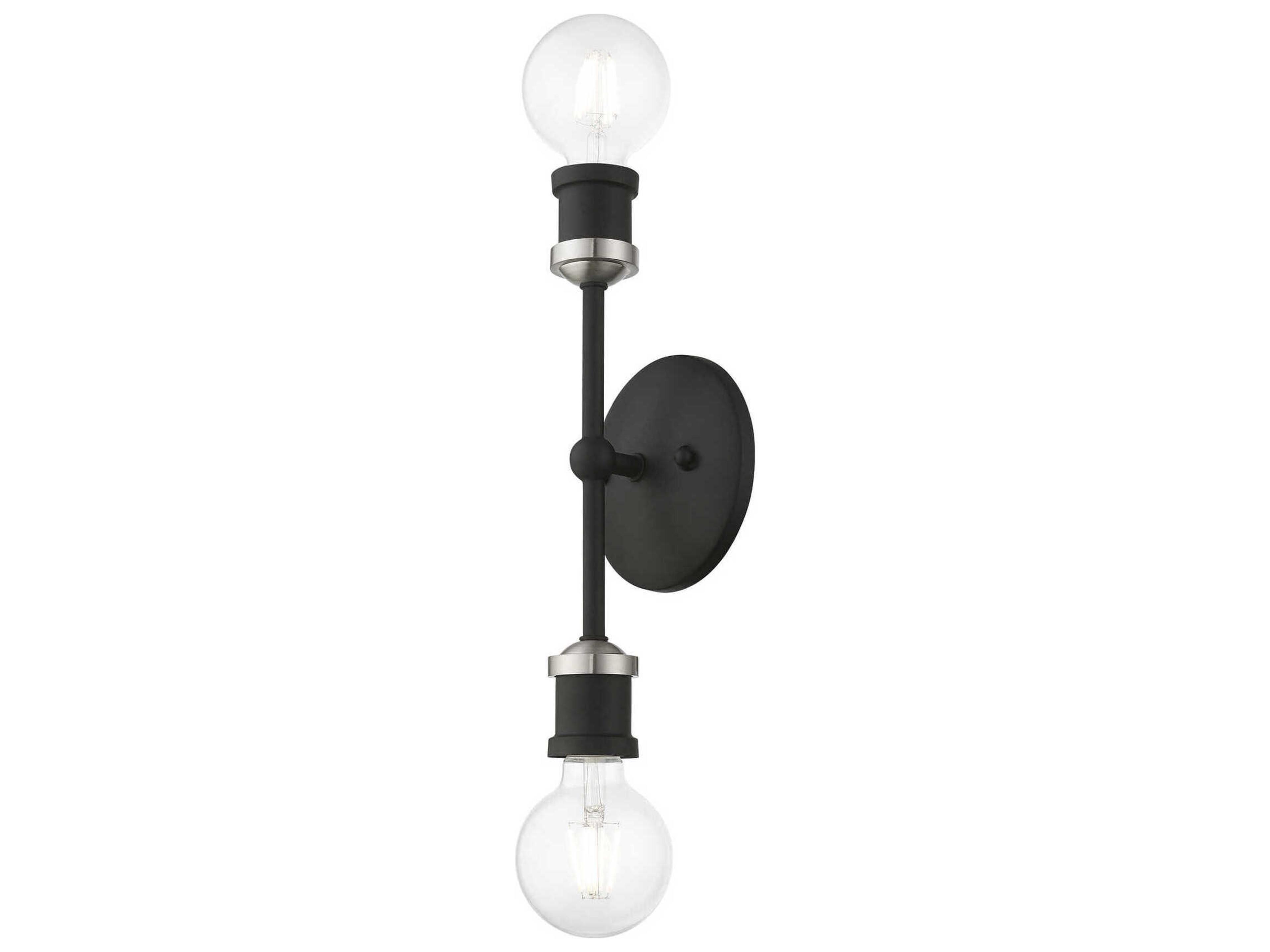 Livex Lighting Lansdale 2-Light Black Brushed Nickel Wall Sconce