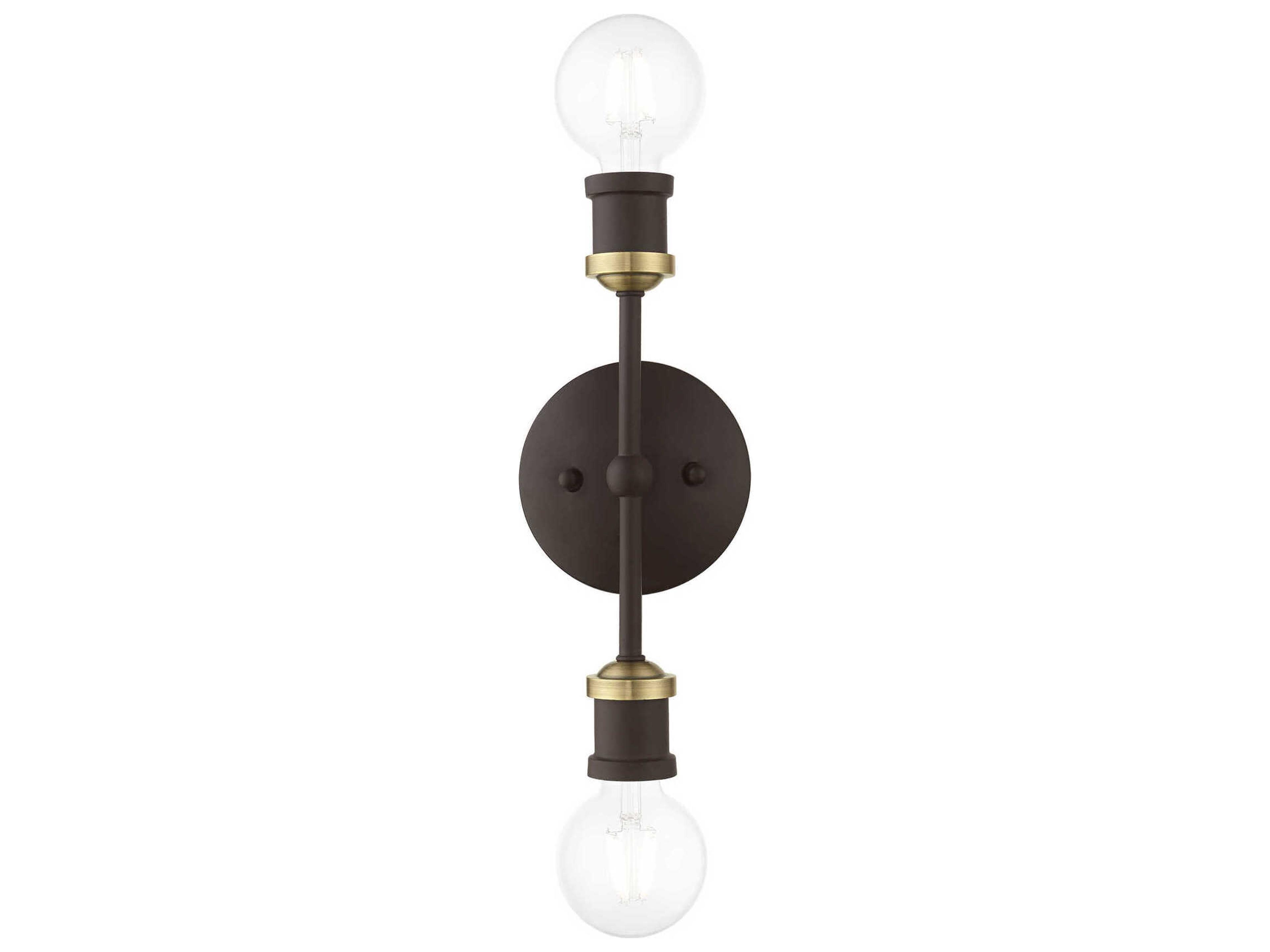 Livex Lighting Lansdale 2-Light Bronze Antique Brass Wall Sconce