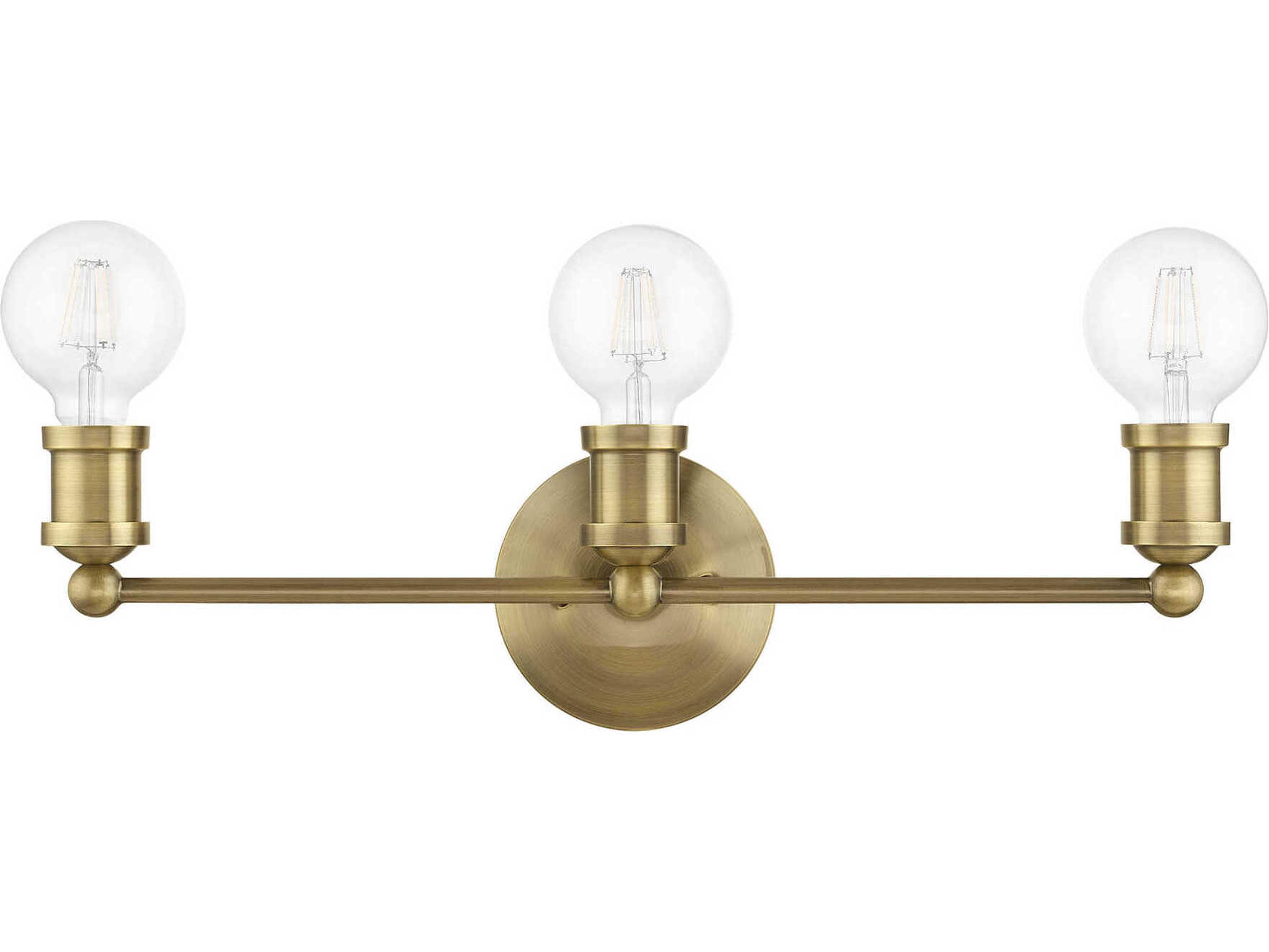 Livex Lighting Lansdale 3-Light Antique Brass Vanity Light