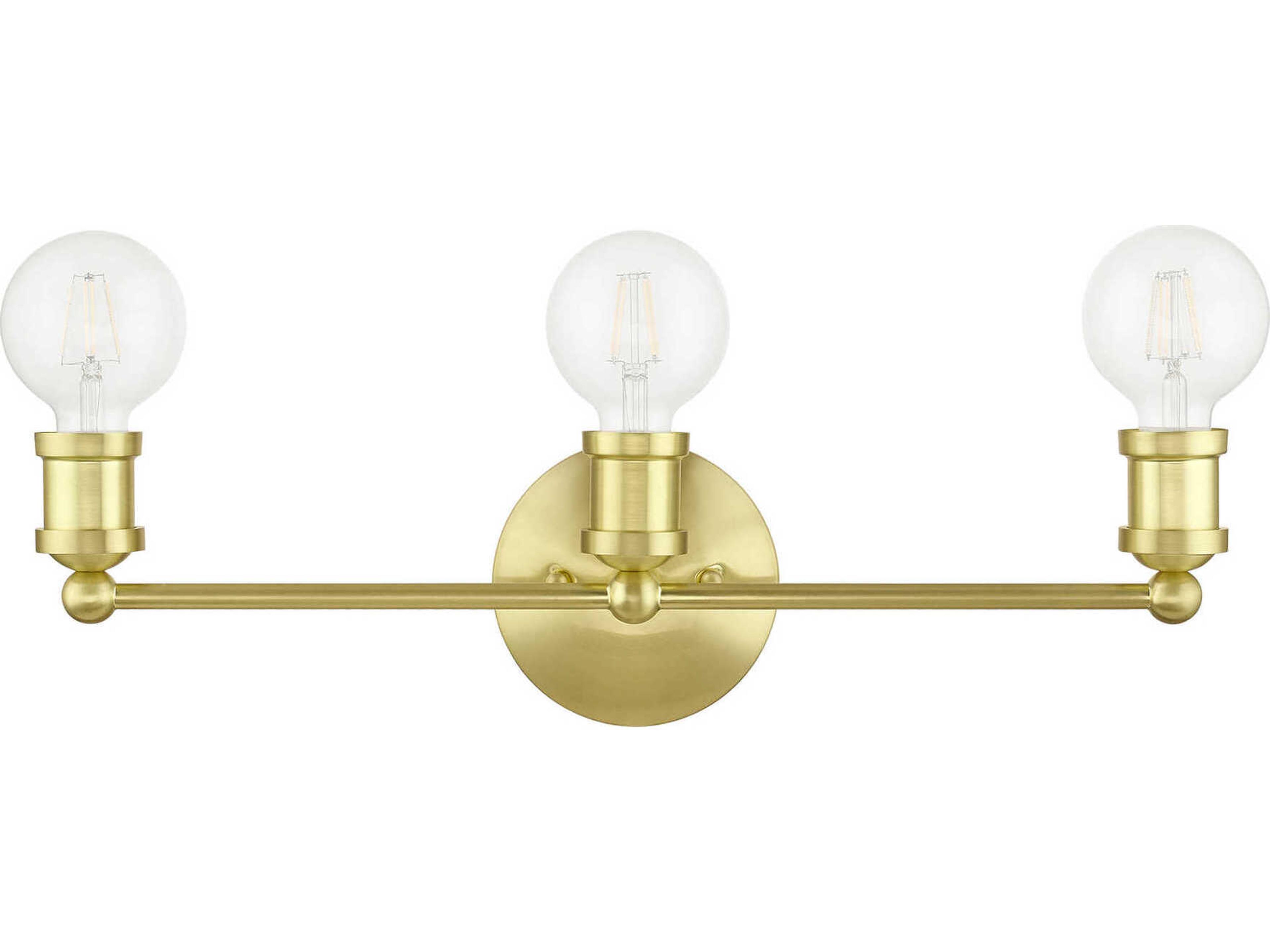 Livex Lighting Lansdale 3-Light Satin Brass Vanity Light
