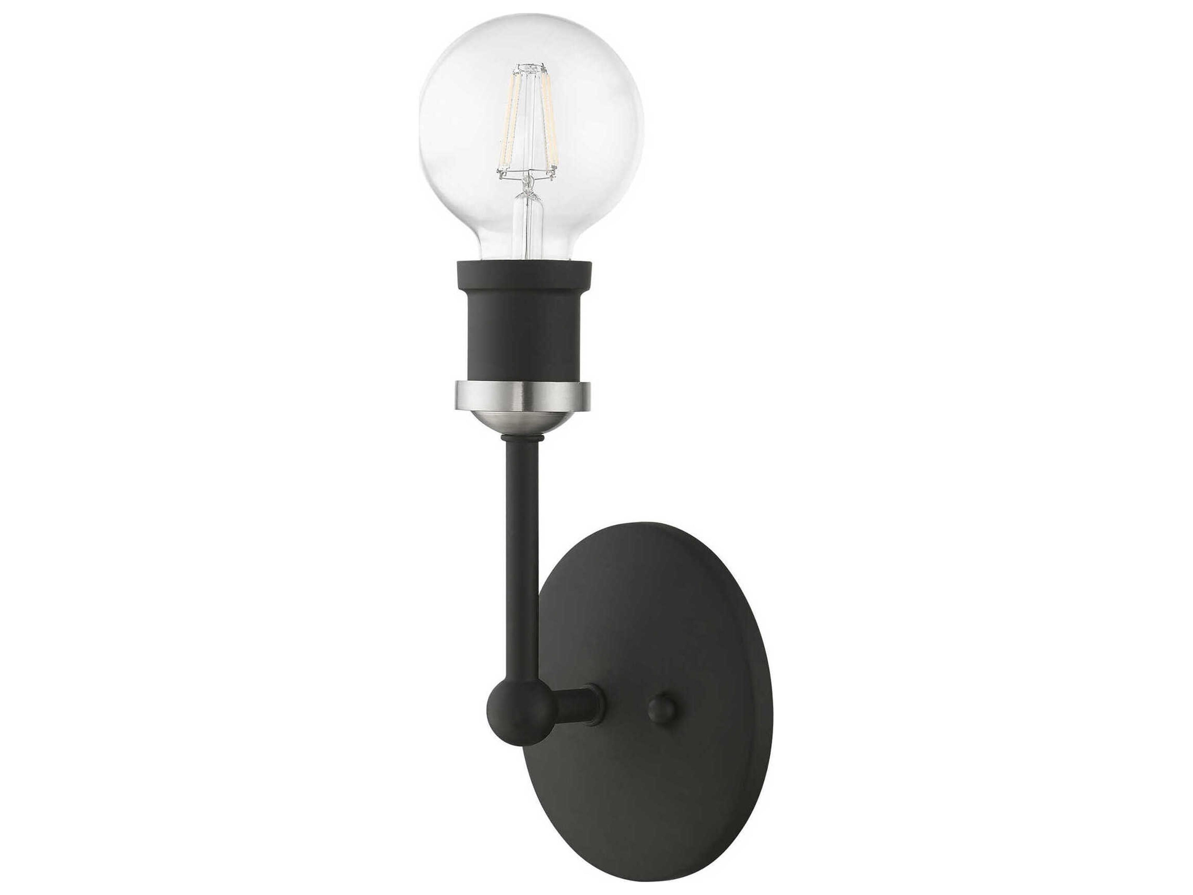 Livex Lighting Lansdale 1-Light Black Brushed Nickel Wall Sconce
