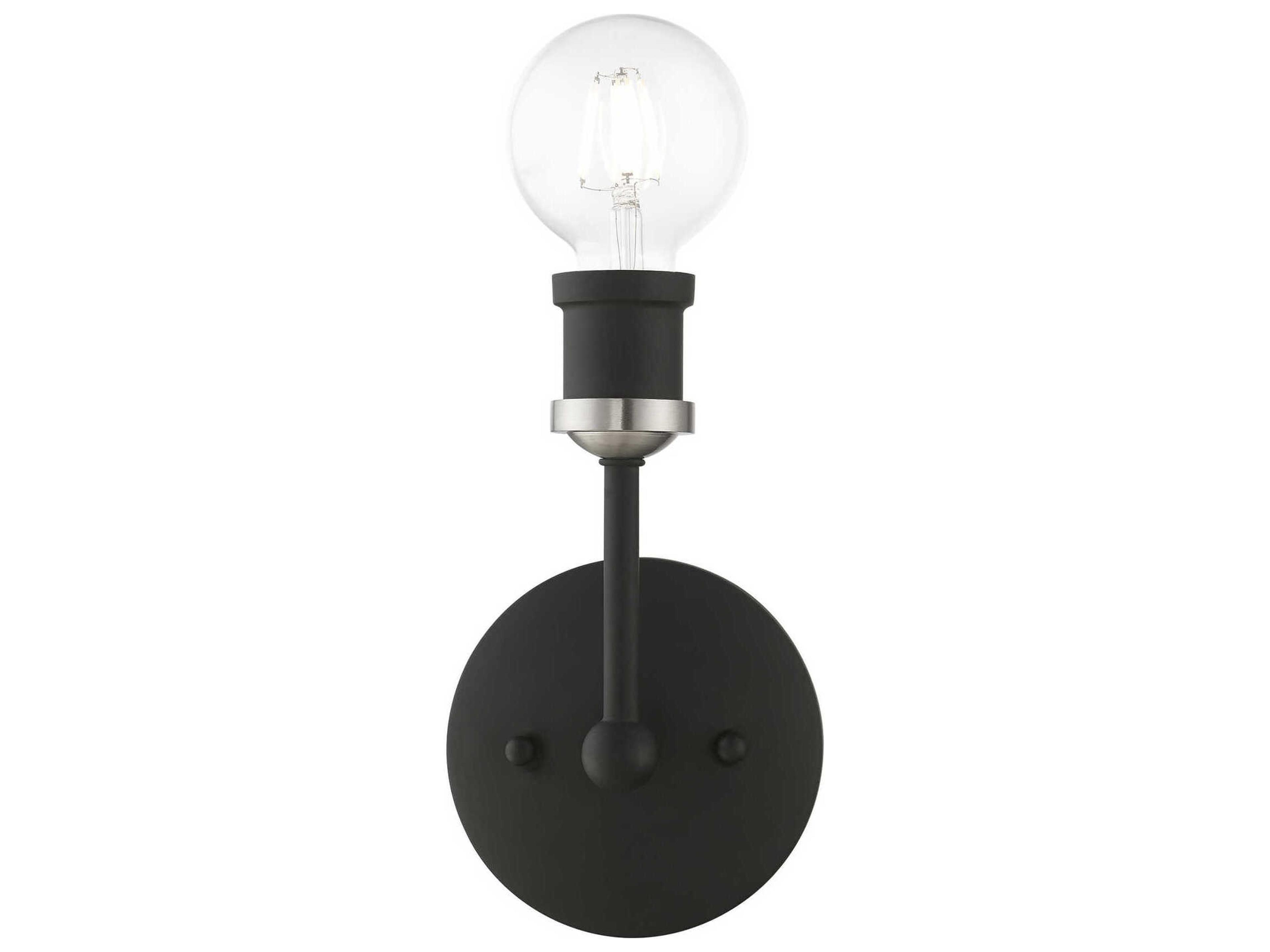 Livex Lighting Lansdale 1-Light Black Brushed Nickel Wall Sconce