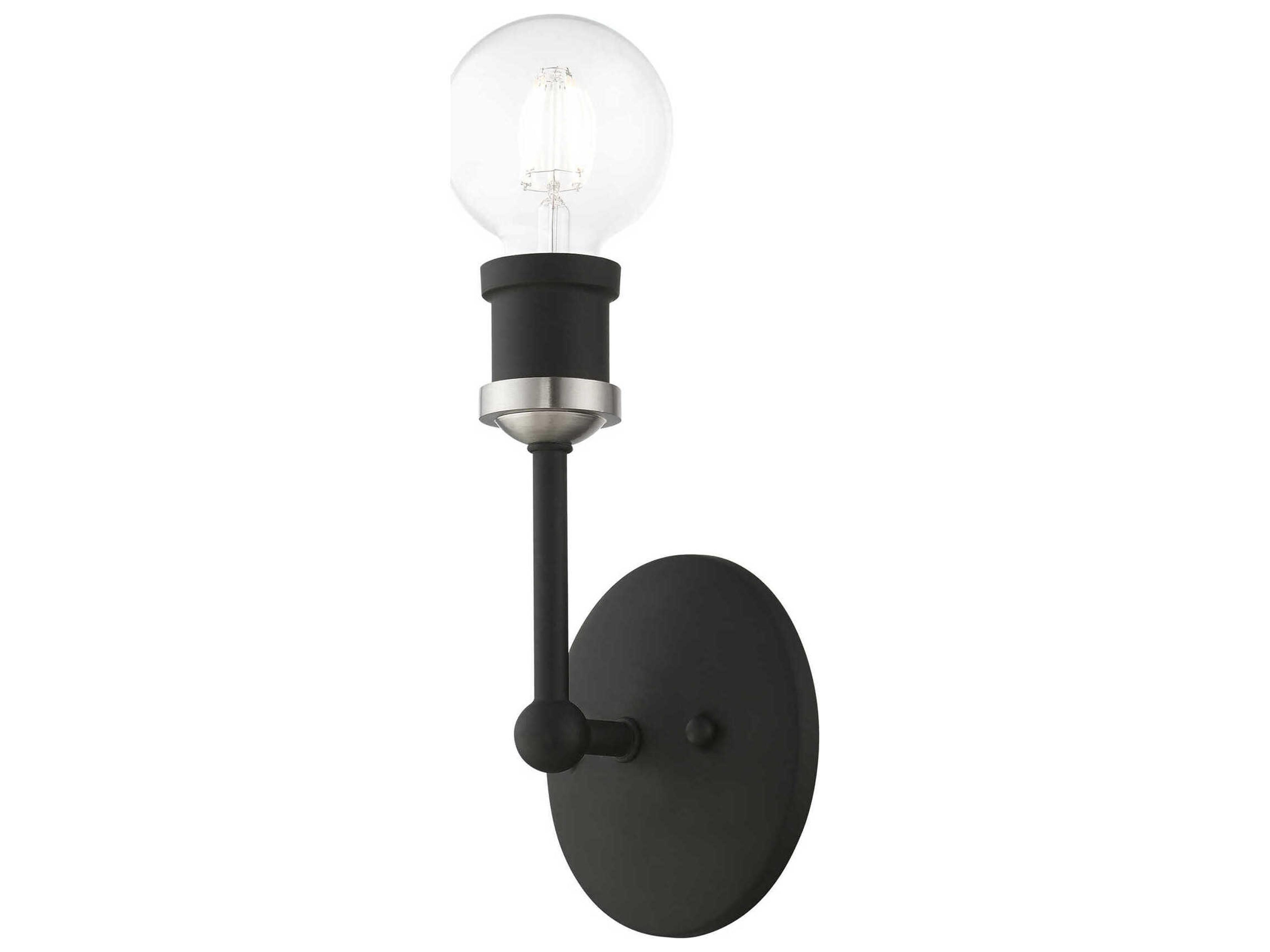 Livex Lighting Lansdale 1-Light Black Brushed Nickel Wall Sconce