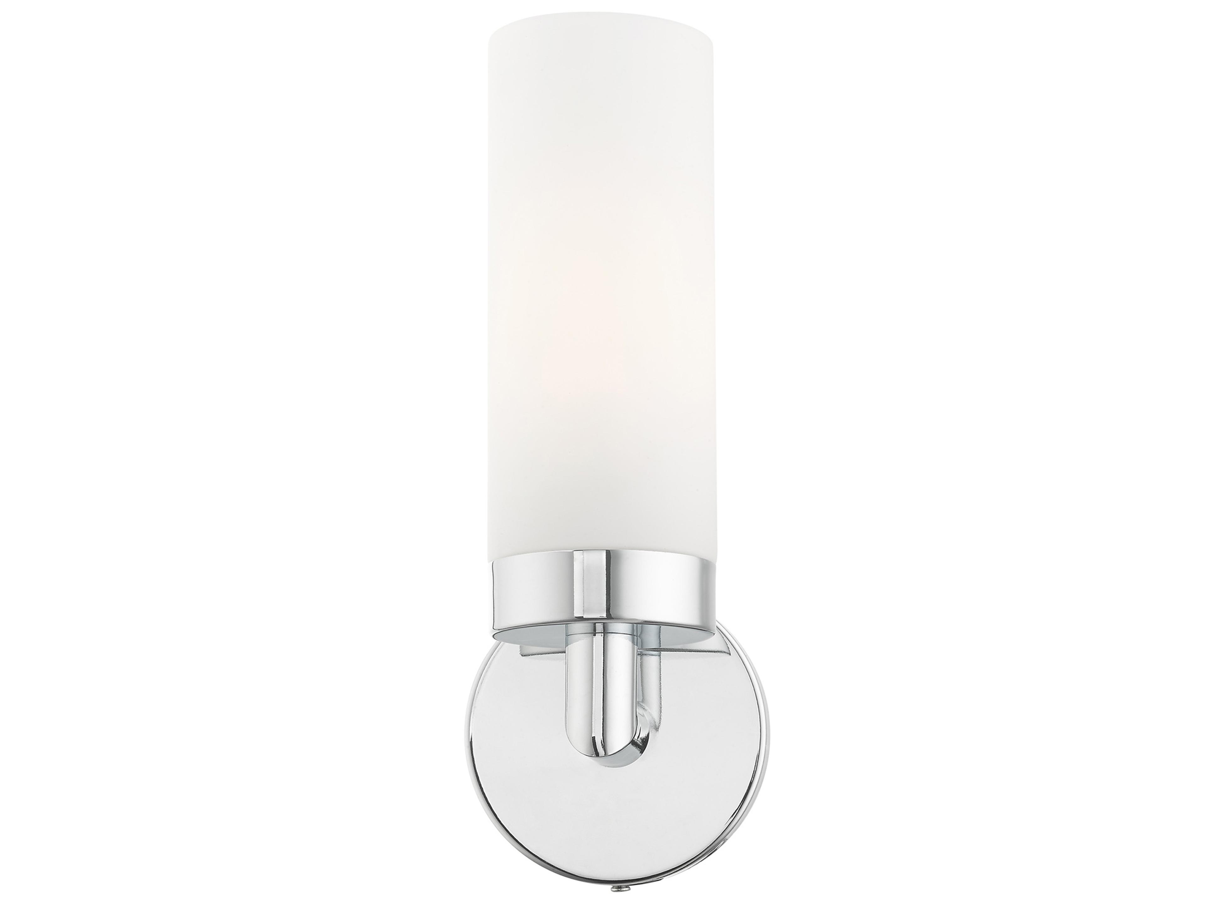 Livex Lighting Aero 1-Light Polished Chrome White Glass Wall Sconce