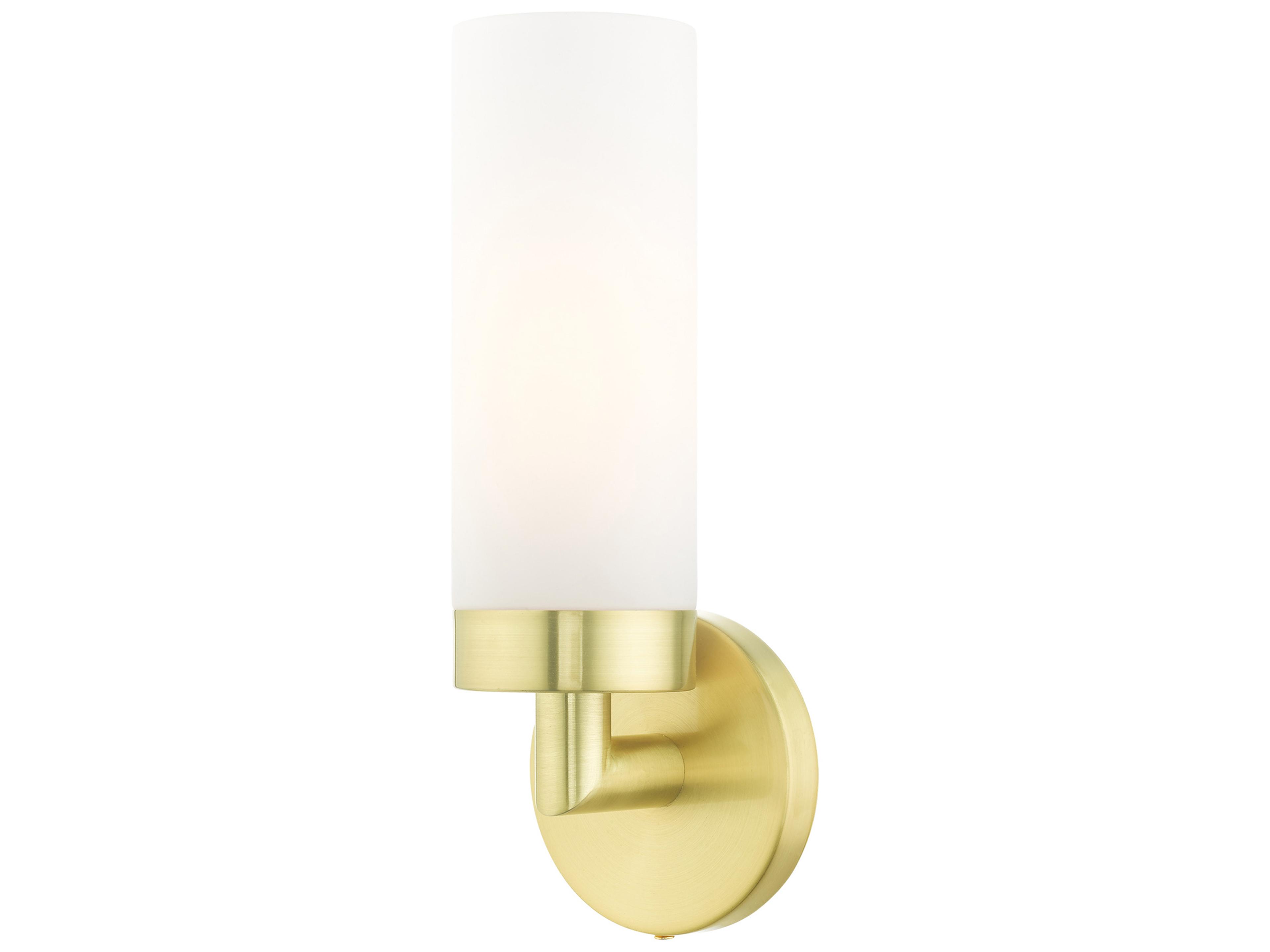 Aero 1-Light Satin Brass White Glass Wall Sconce